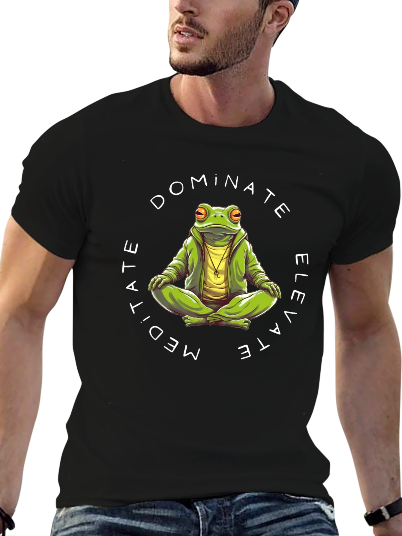 Meditate Dominate Elevate Frog Graphic T-Shirt