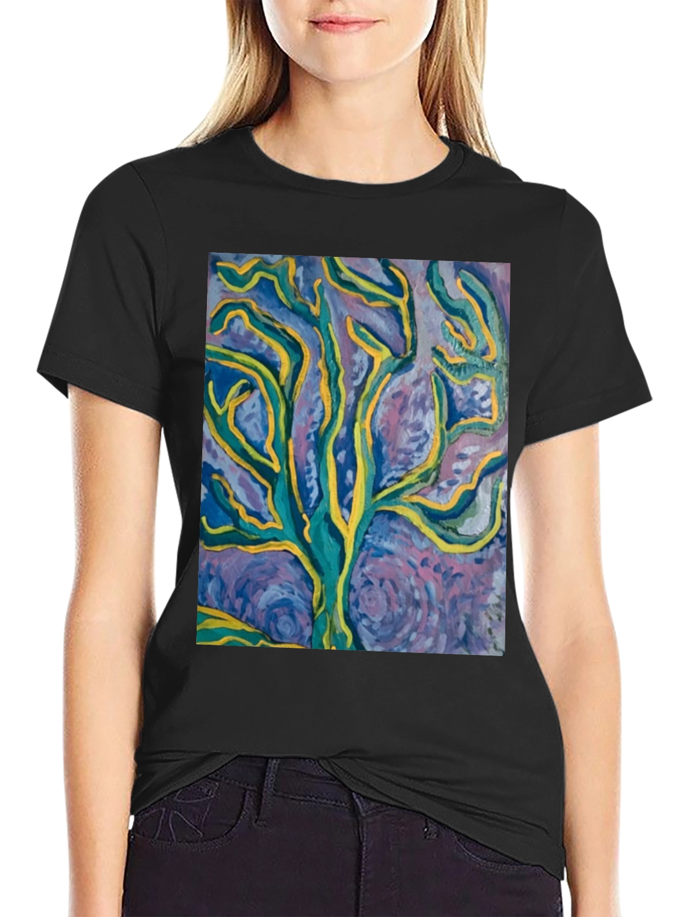 Abstract Tree Art Black T-Shirt