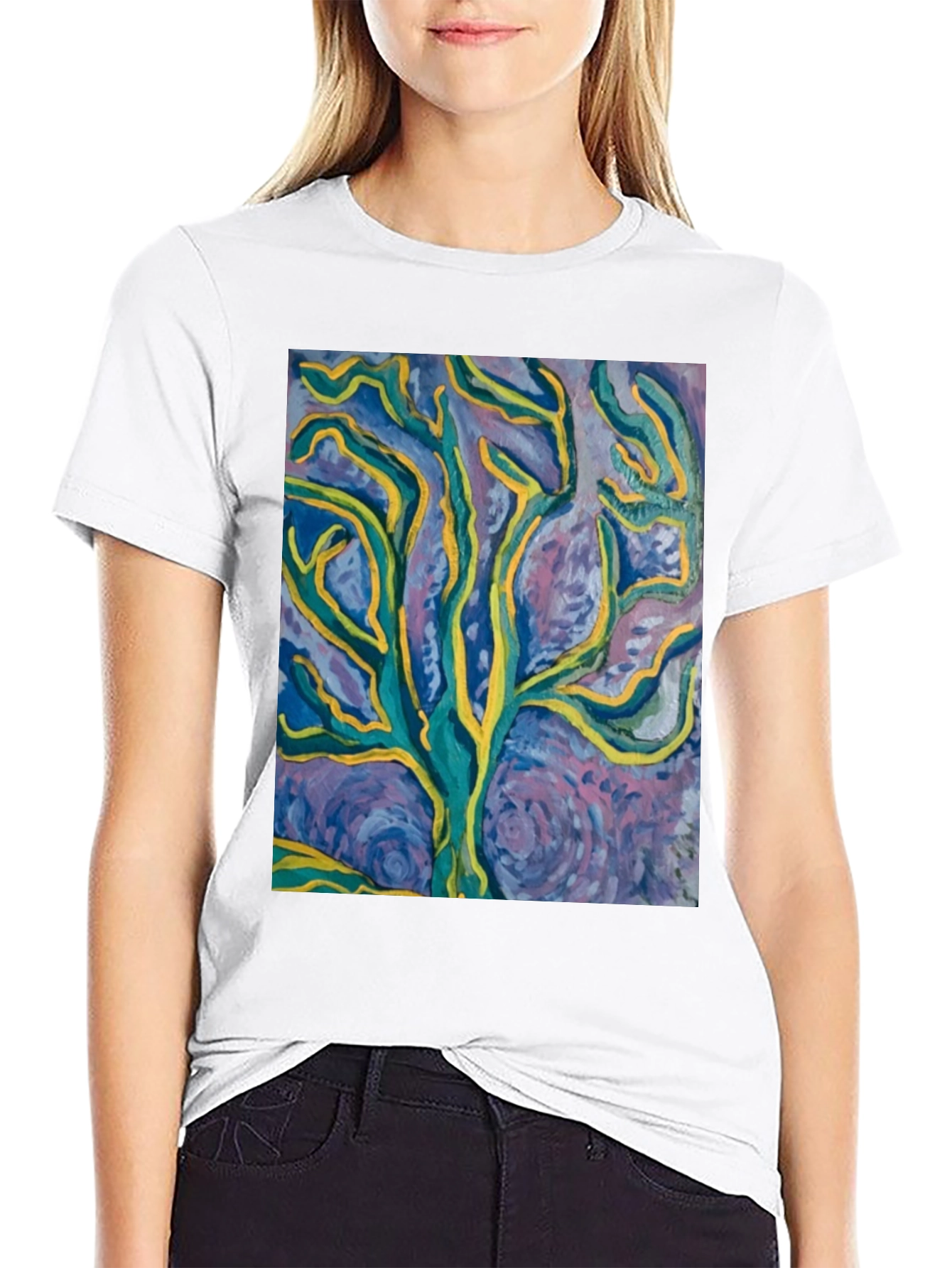 Abstract Tree Art Black T-Shirt
