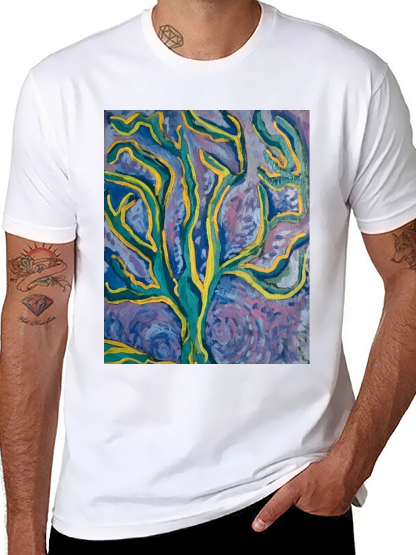 Abstract Tree Art Black T-Shirt