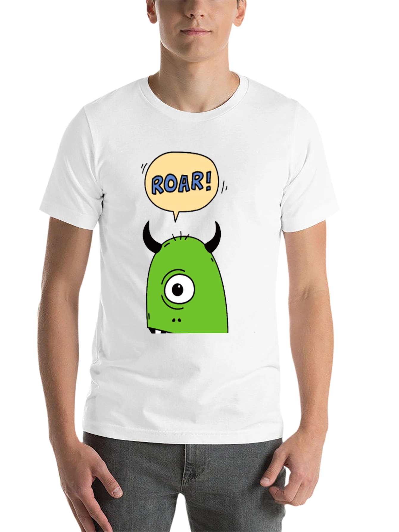 Roar Monster Graphic Tee - Black Cotton T-Shirt