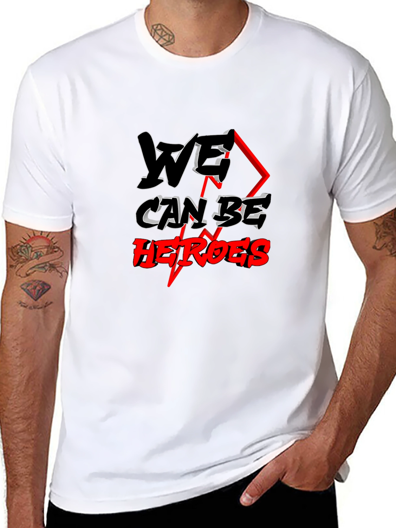 We Can Be Heroes Black Graphic Tee