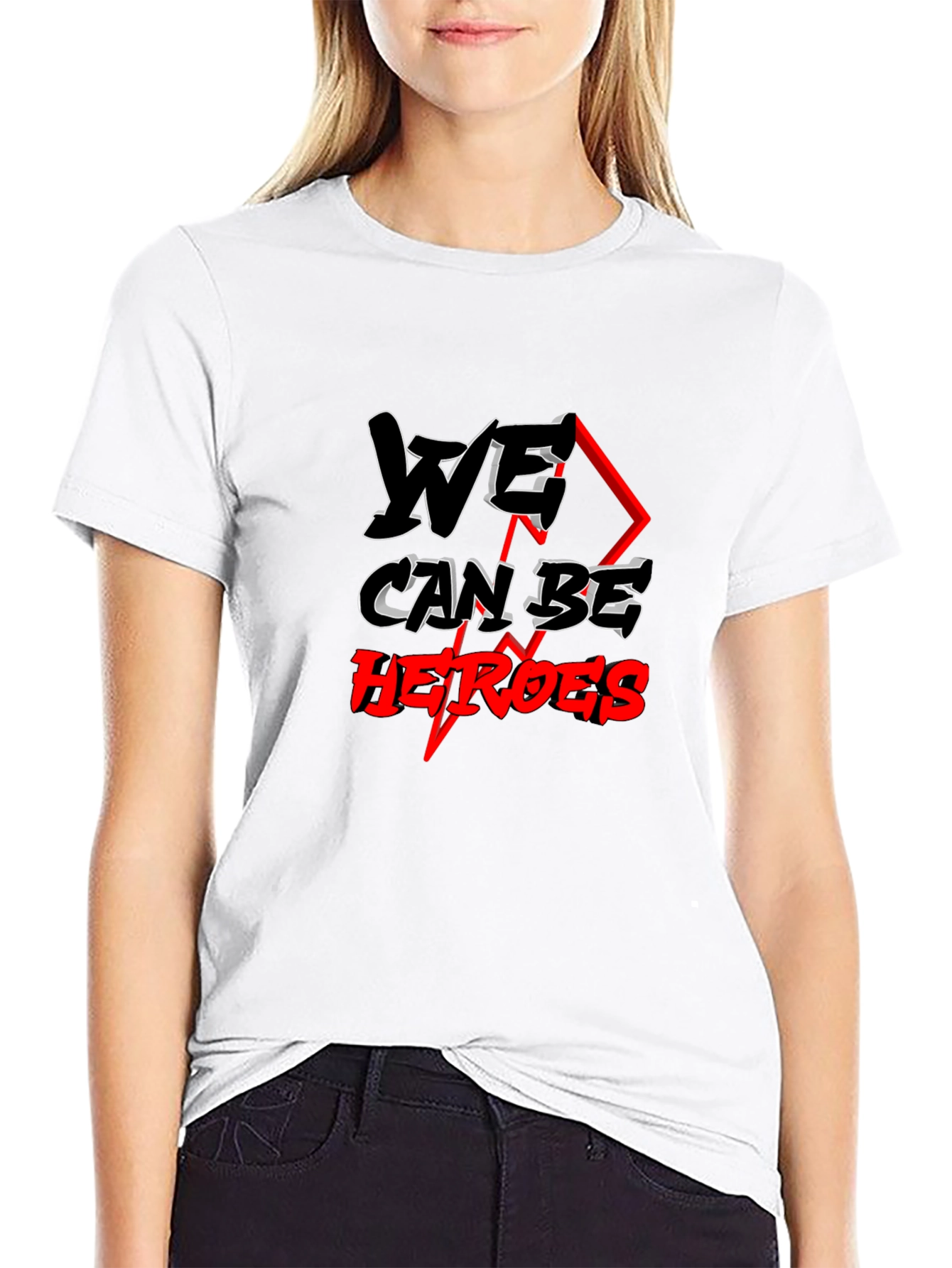 We Can Be Heroes Black Graphic Tee