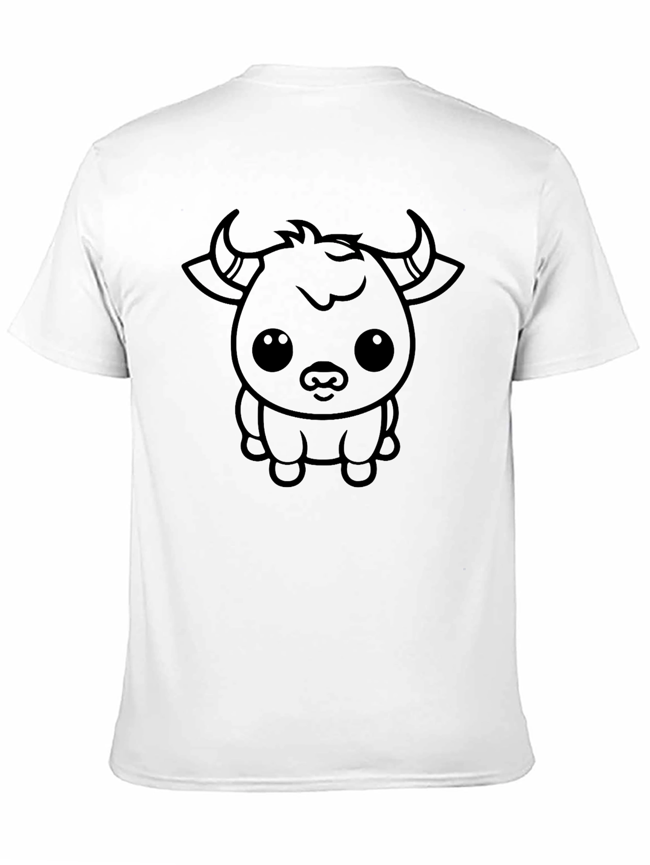 Cute Cartoon Bull Graphic Tee - Black
