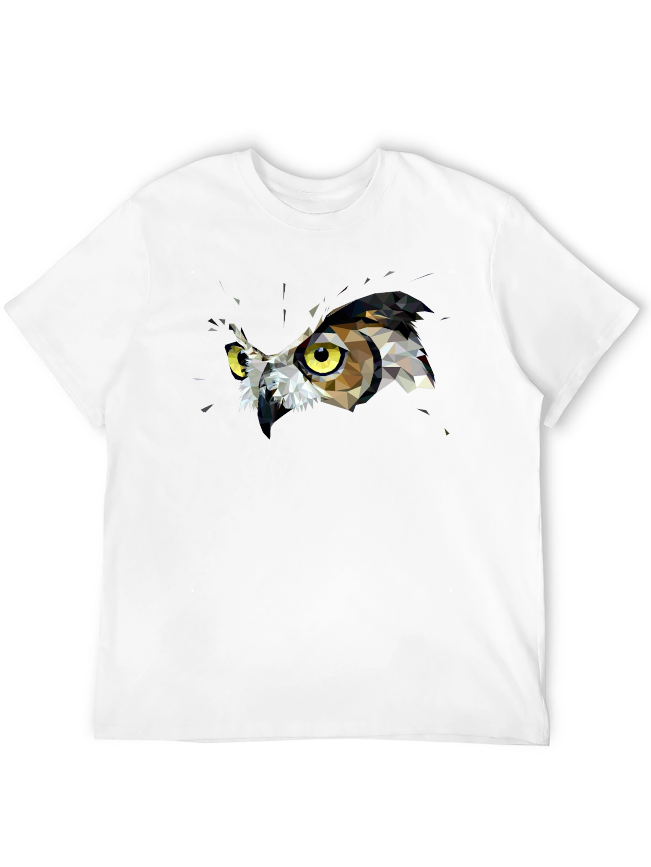 Geometric Owl Graphic Print Black T-Shirt