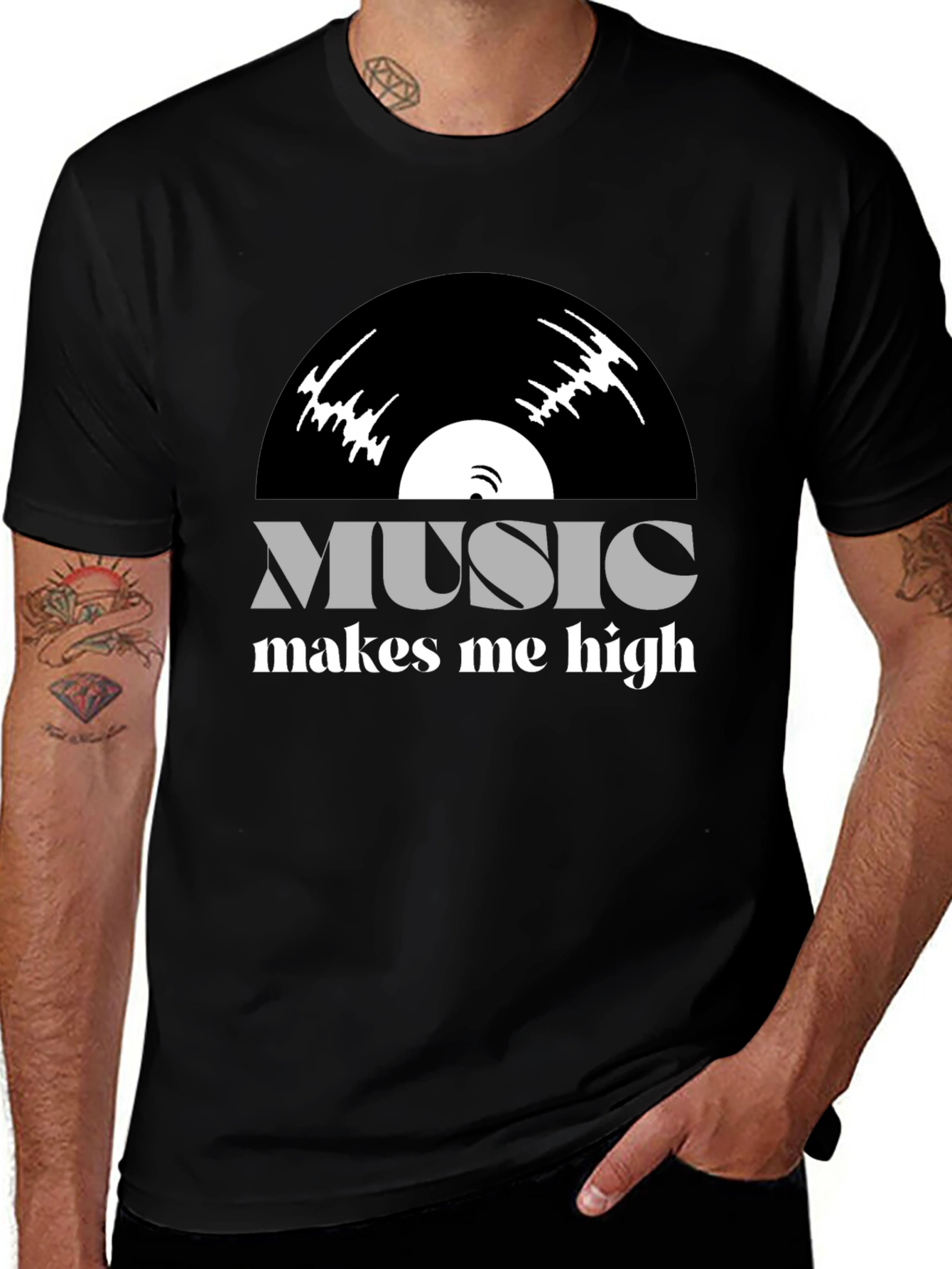 Music Makes Me High T-Shirt - Vinyl Design