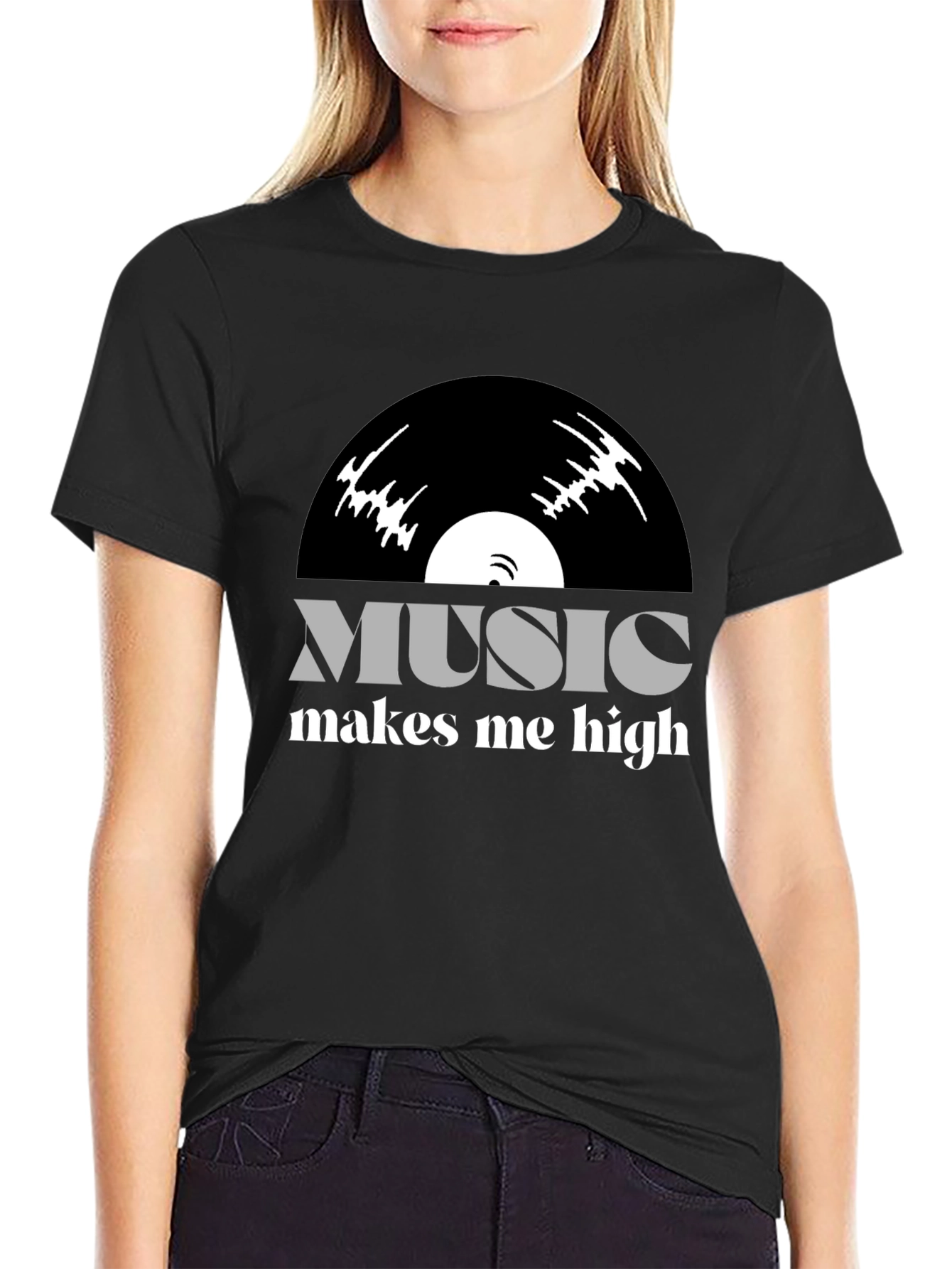 Music Makes Me High T-Shirt - Vinyl Design