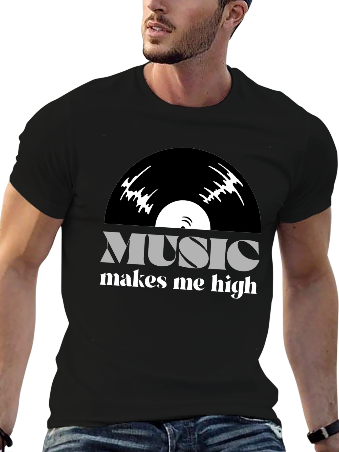 Music Makes Me High T-Shirt - Vinyl Design