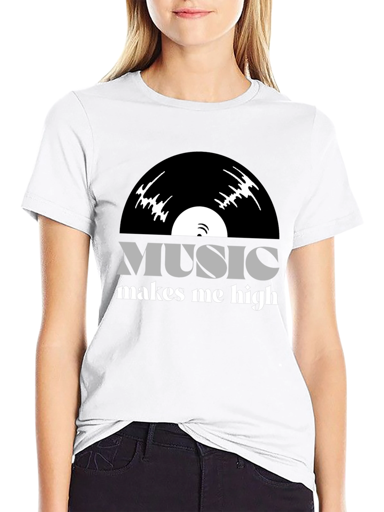 Music Makes Me High T-Shirt - Vinyl Design