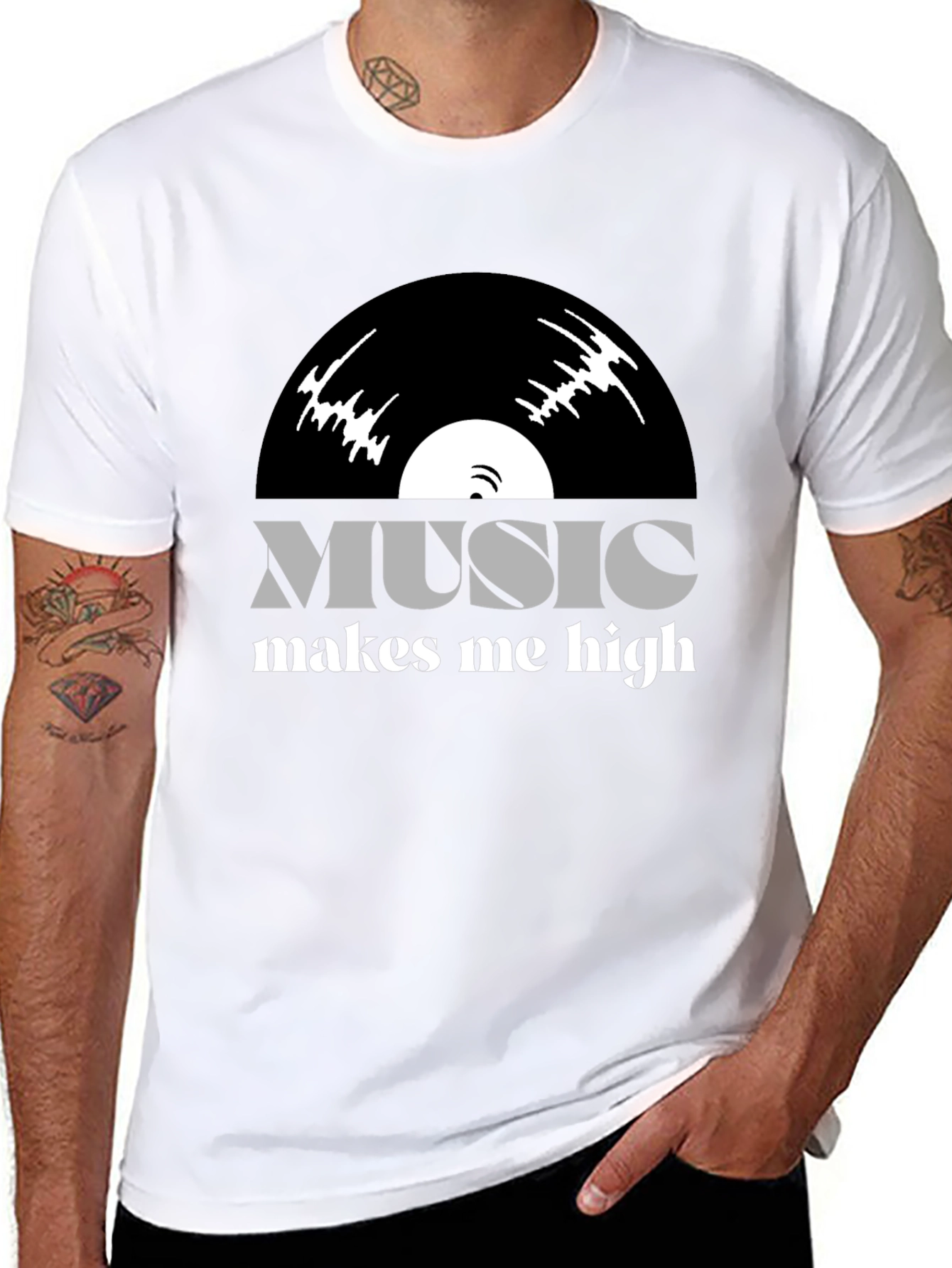 Music Makes Me High T-Shirt - Vinyl Design