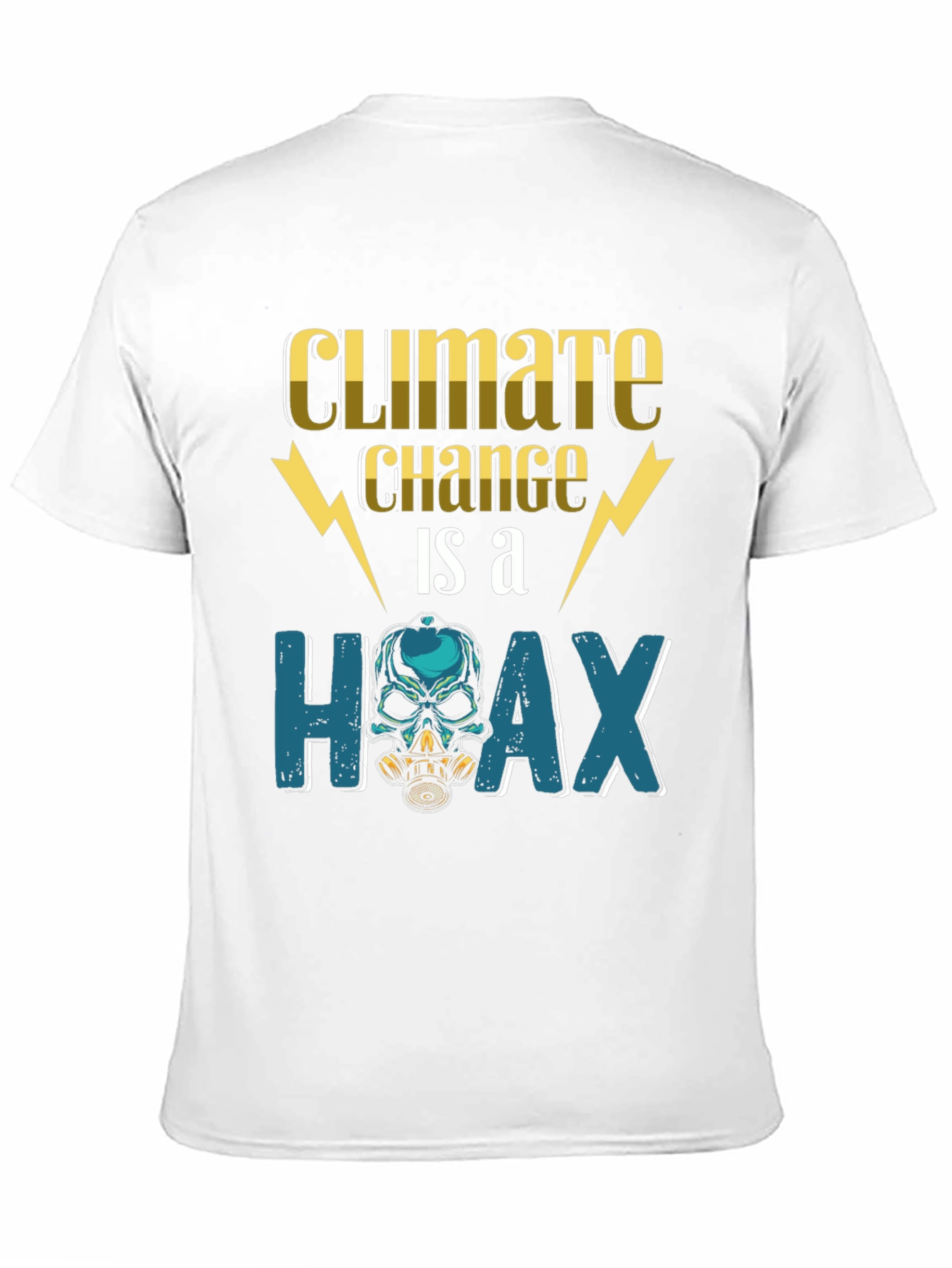 Climate Change Hoax T-Shirt - Skull Gas Mask Design