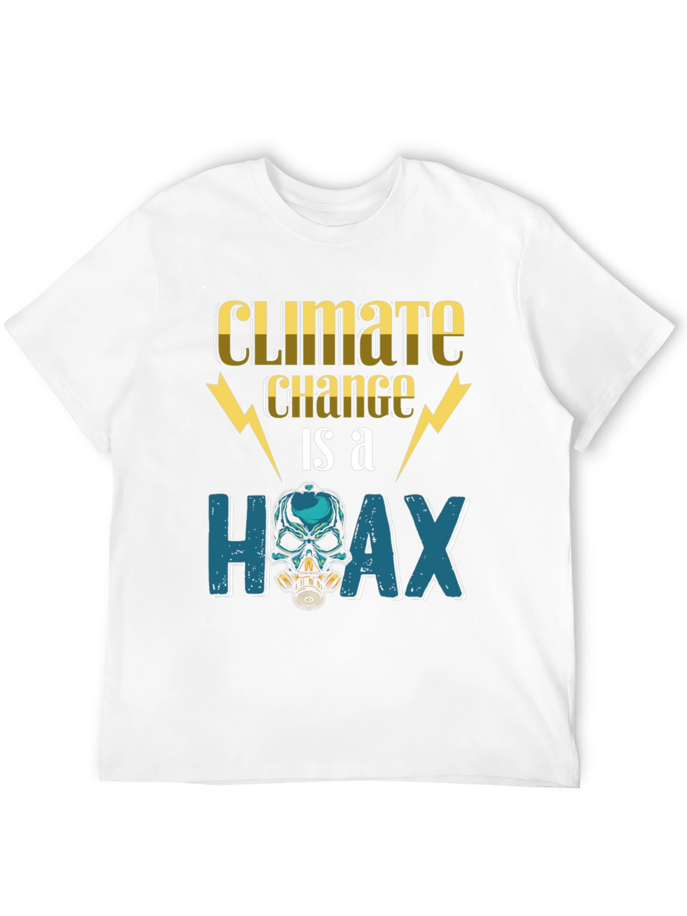 Climate Change Hoax T-Shirt - Skull Gas Mask Design