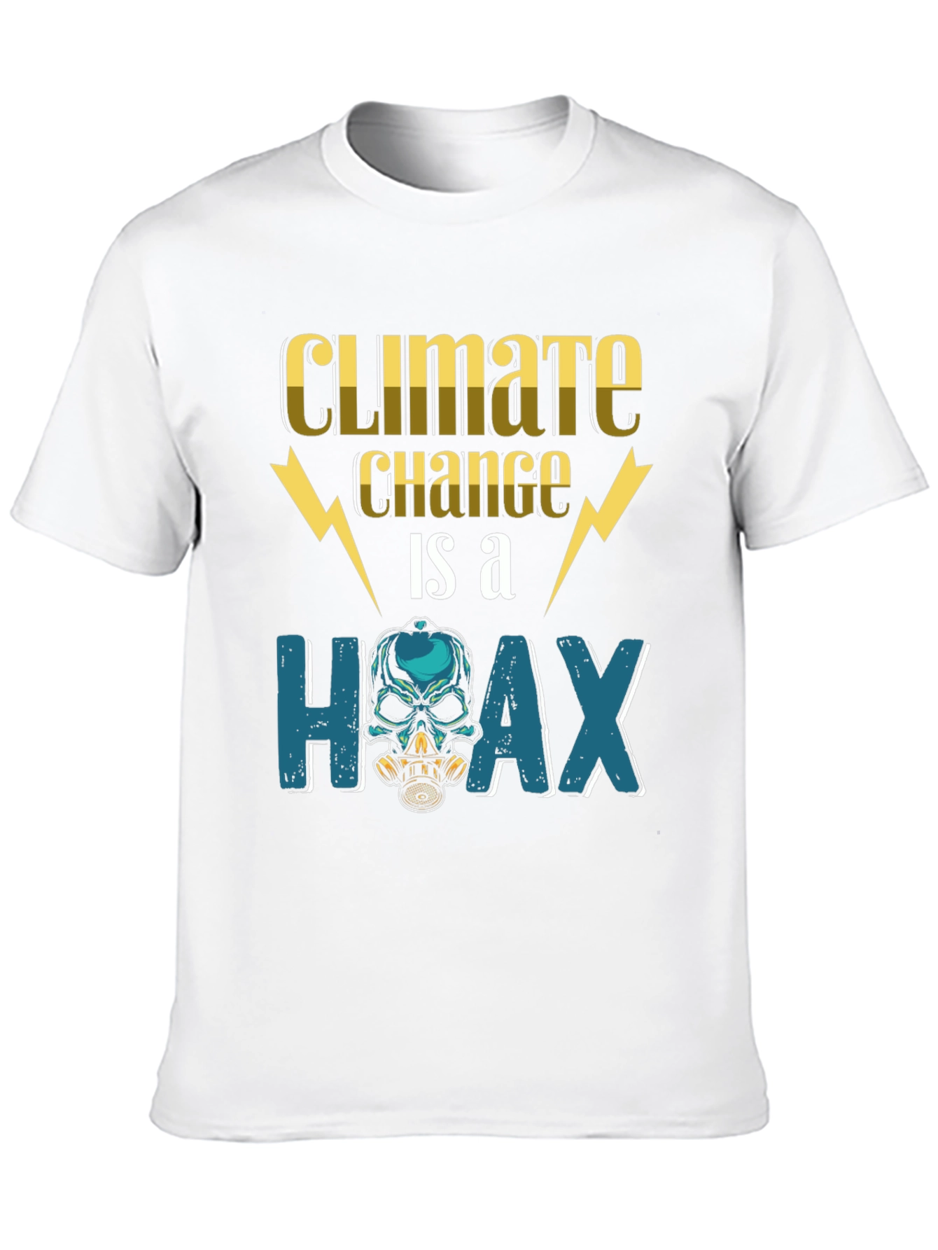 Climate Change Hoax T-Shirt - Skull Gas Mask Design