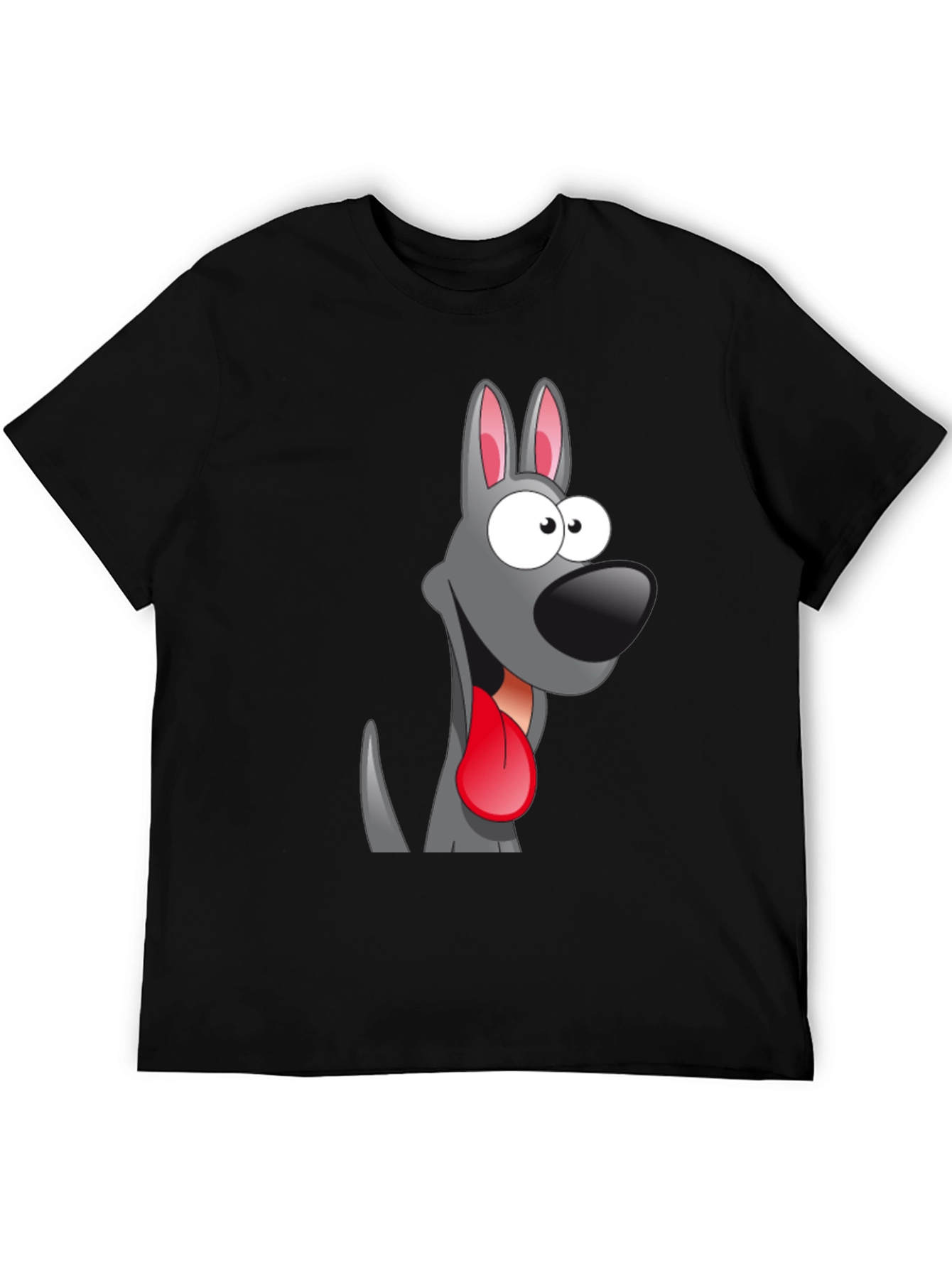 Cartoon Dog Graphic Tee - Quirky Black T-Shirt