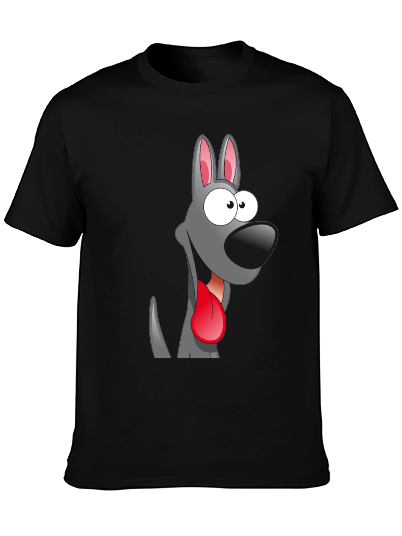 Cartoon Dog Graphic Tee - Quirky Black T-Shirt