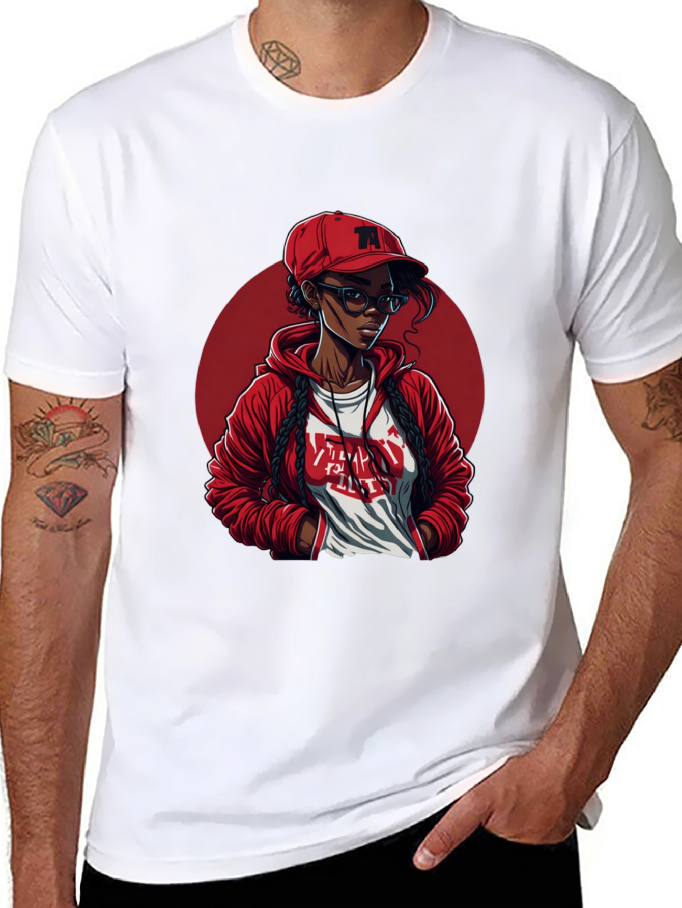 Trendy Tee Featuring a Cool Cartoon Girl