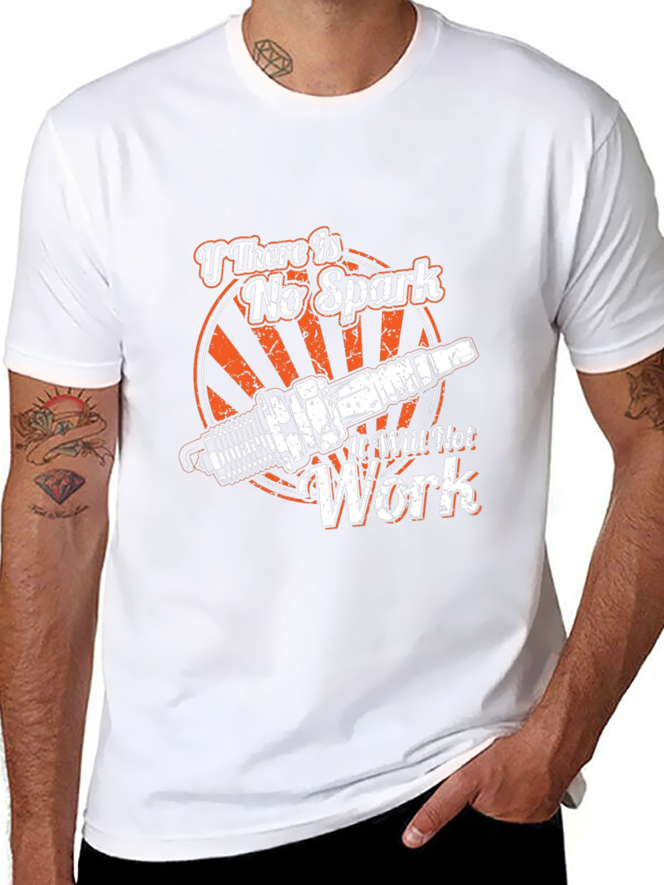 No Spark No Work Graphic T-Shirt - Mechanic