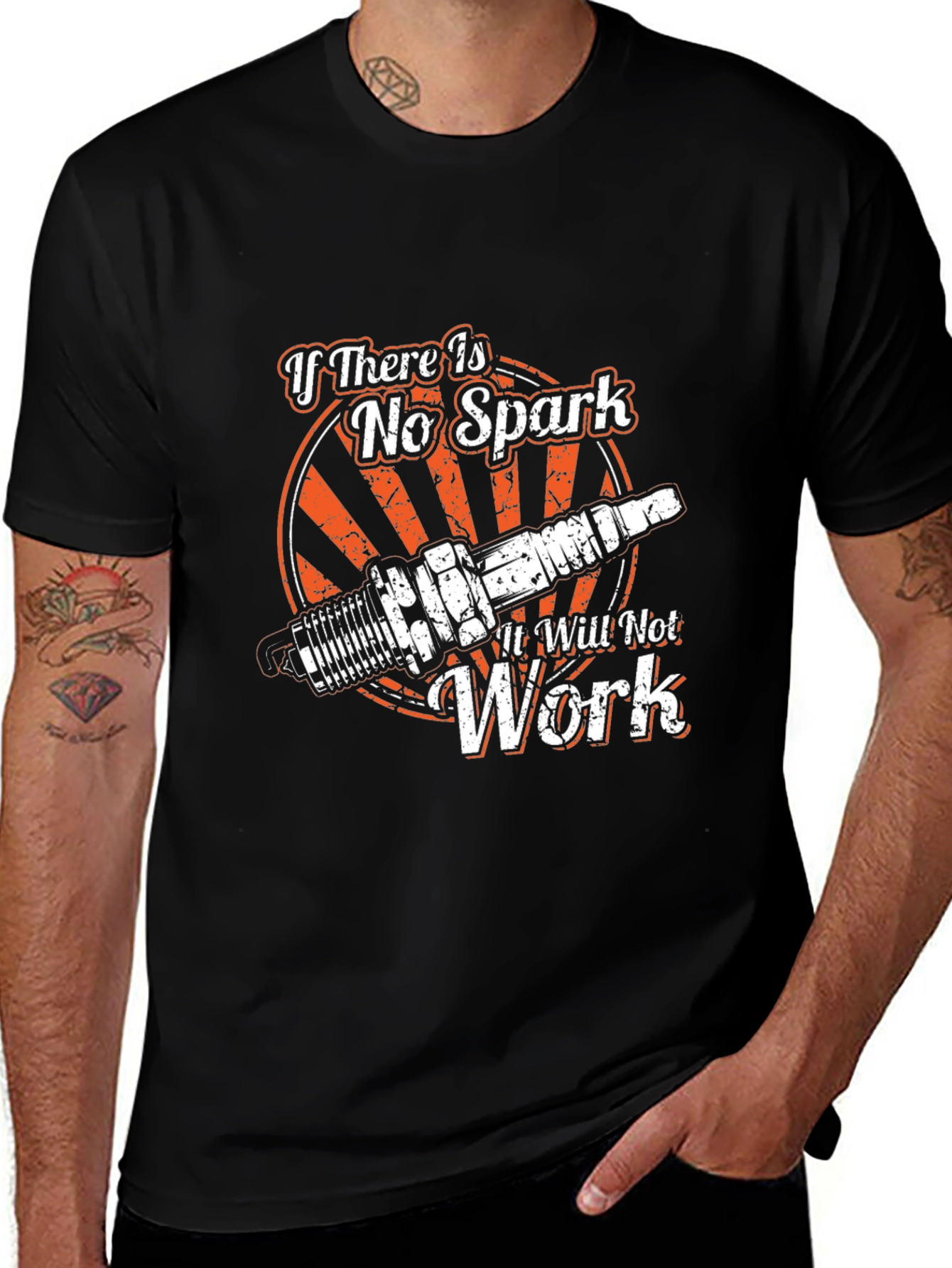 No Spark No Work Graphic T-Shirt - Mechanic
