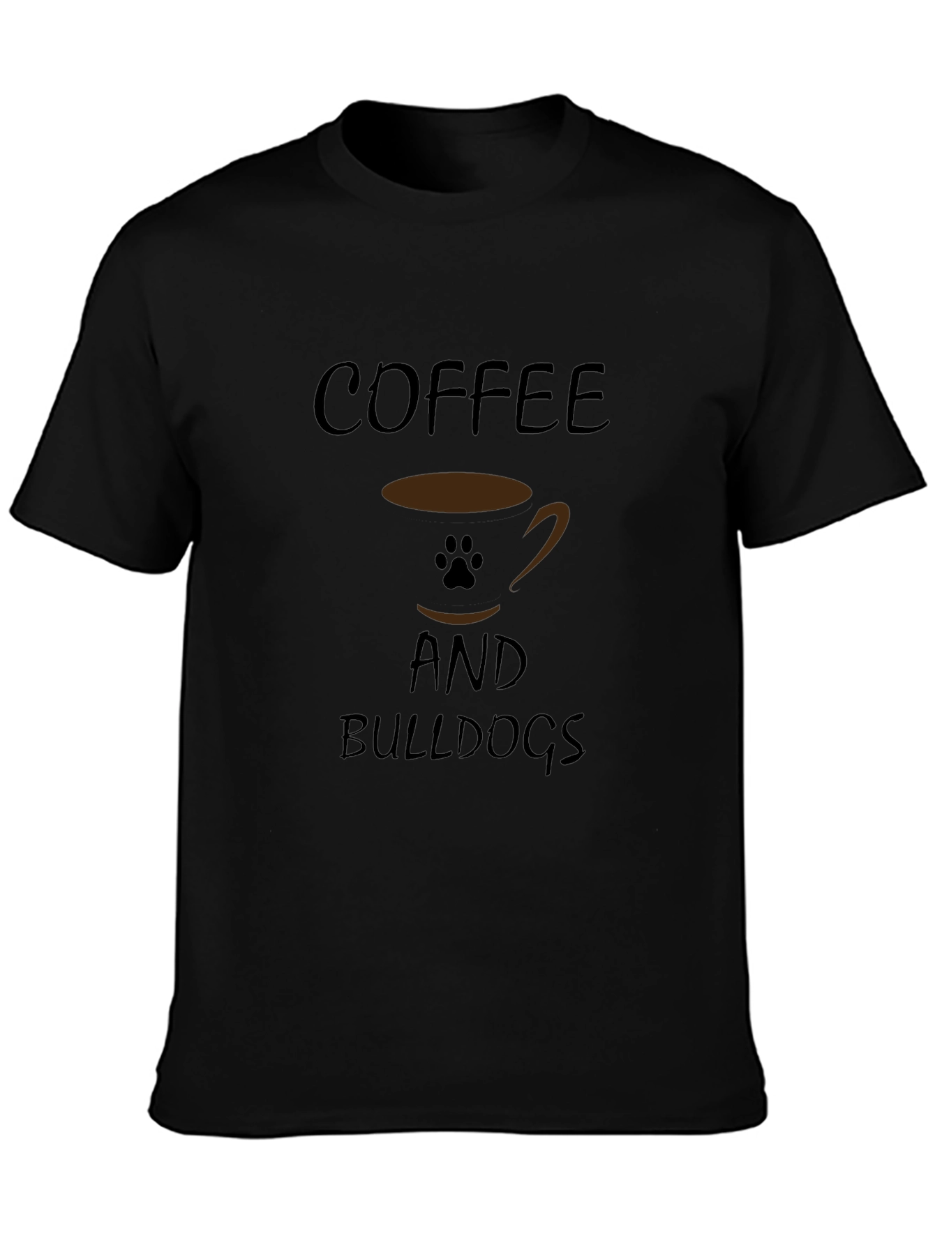 Coffee and Bulldogs Black Graphic T-Shirt