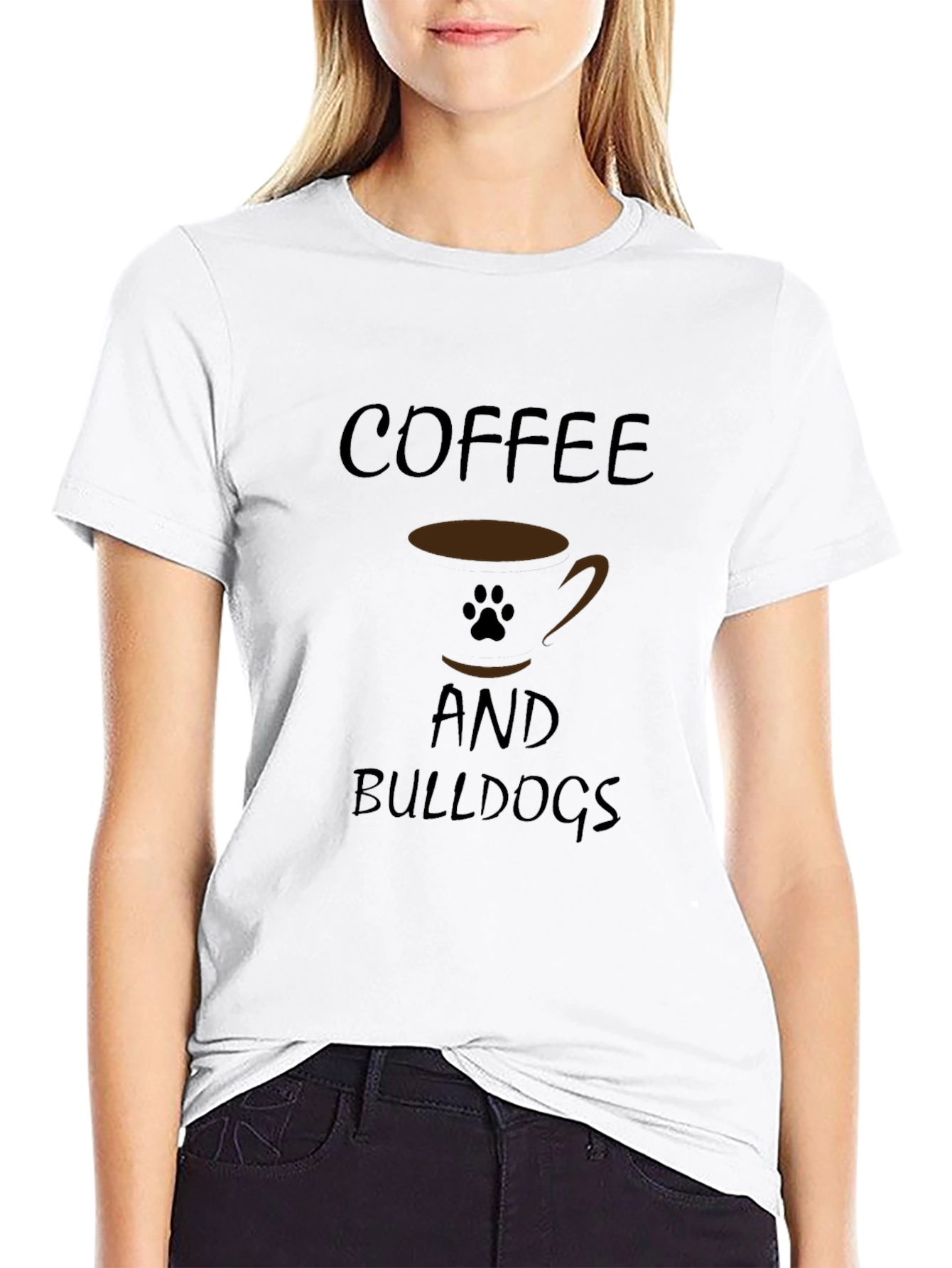 Coffee and Bulldogs Black Graphic T-Shirt