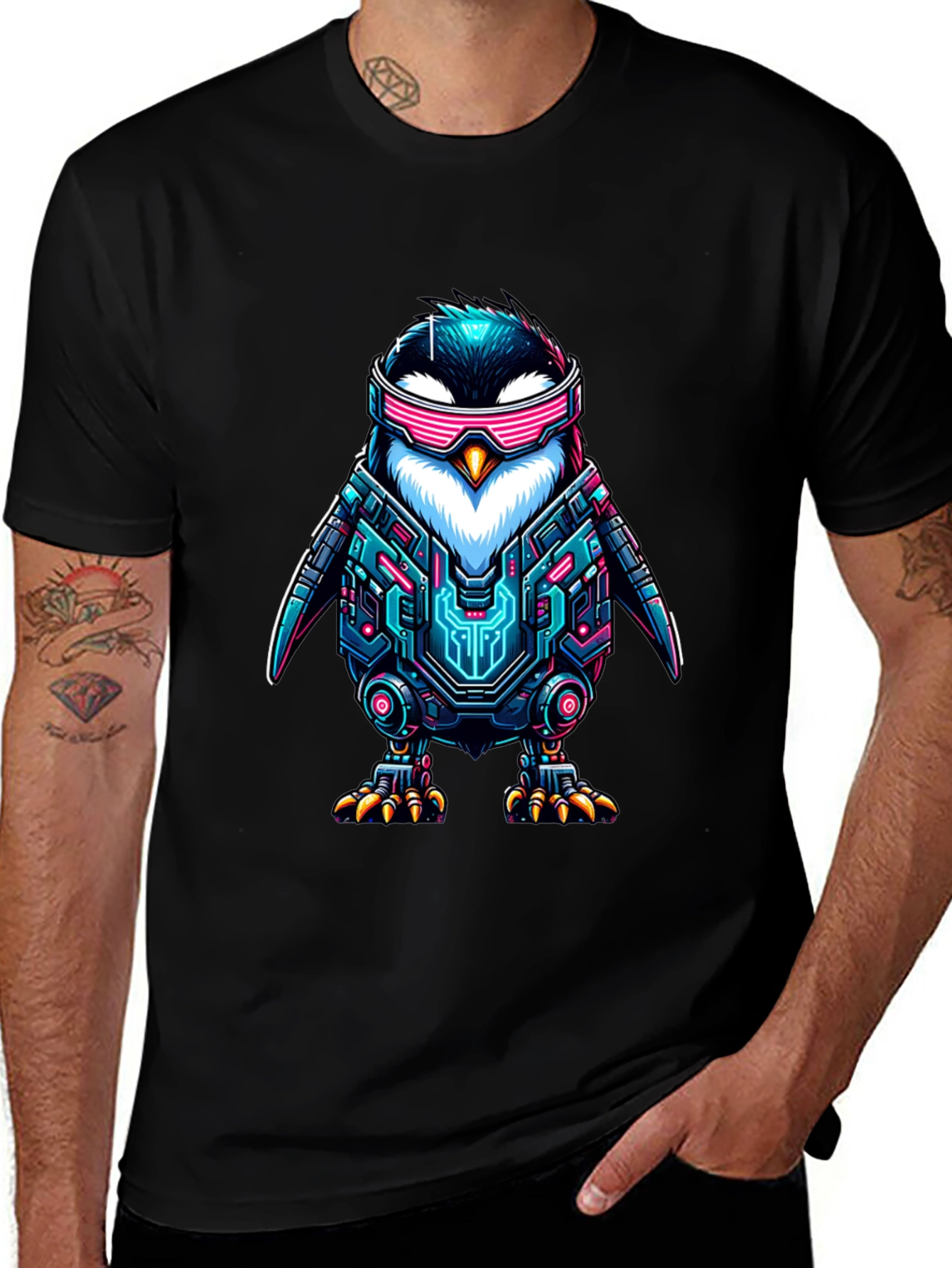 Cyber Penguin T-Shirt - Sci-Fi Style