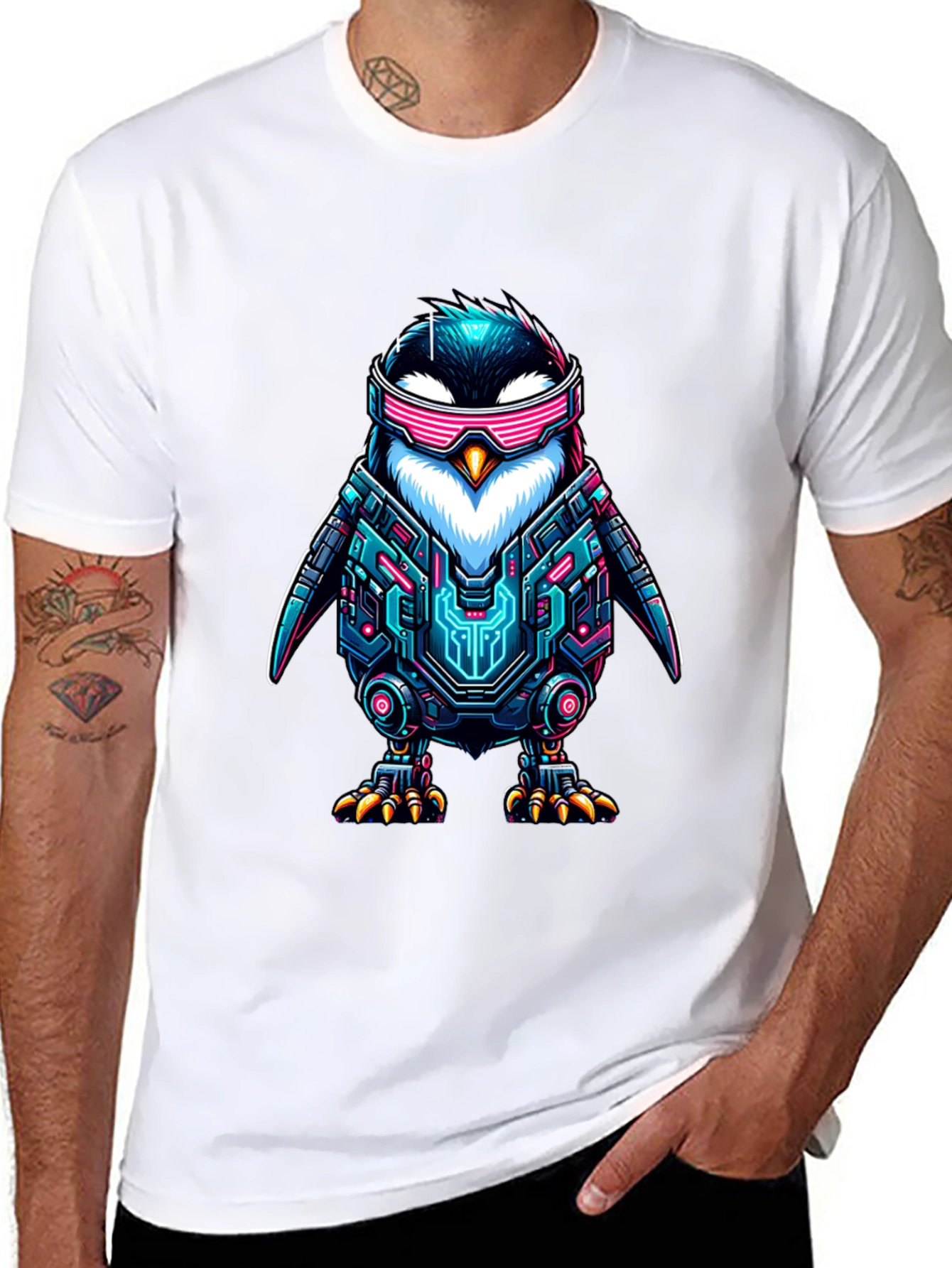 Cyber Penguin T-Shirt - Sci-Fi Style