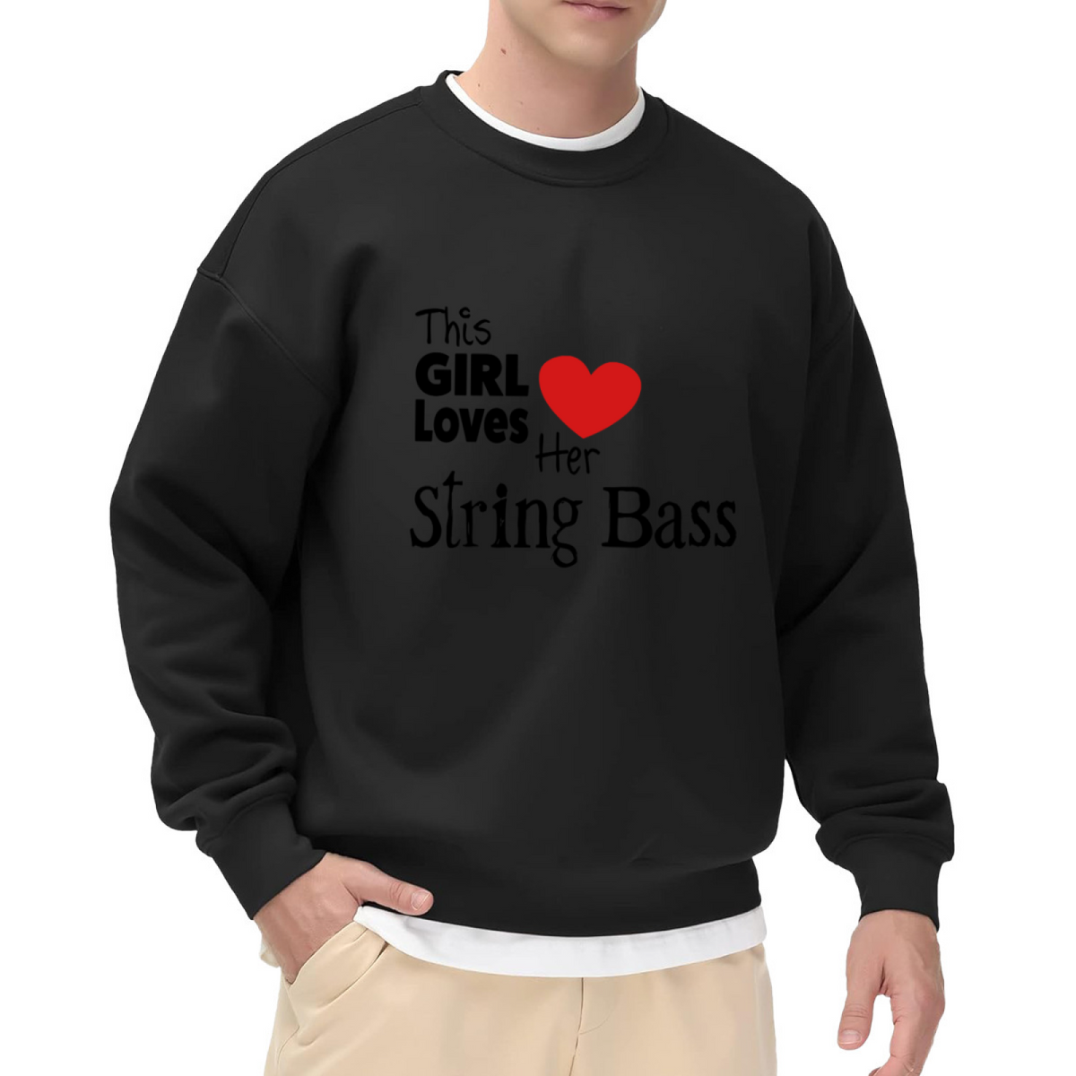 This Girl Loves Her String Bass - Music Lover Graphic ԲÁìÎÀÒÂ | Unisex Pullover Sweatshirt