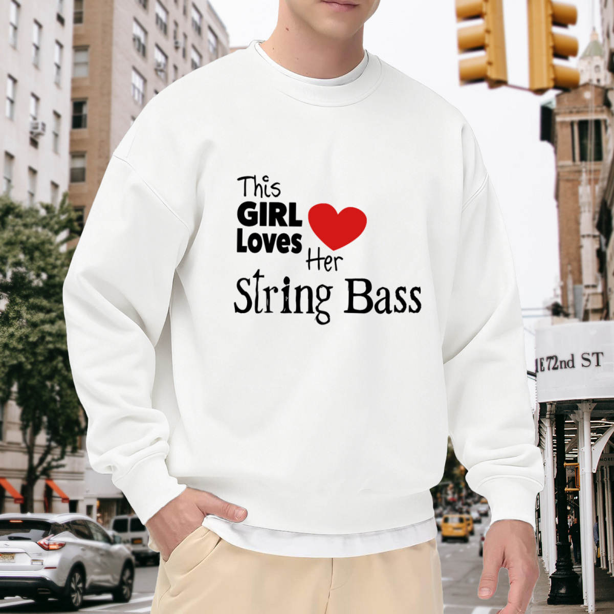 This Girl Loves Her String Bass - Music Lover Graphic ԲÁìÎÀÒÂ | Unisex Pullover Sweatshirt