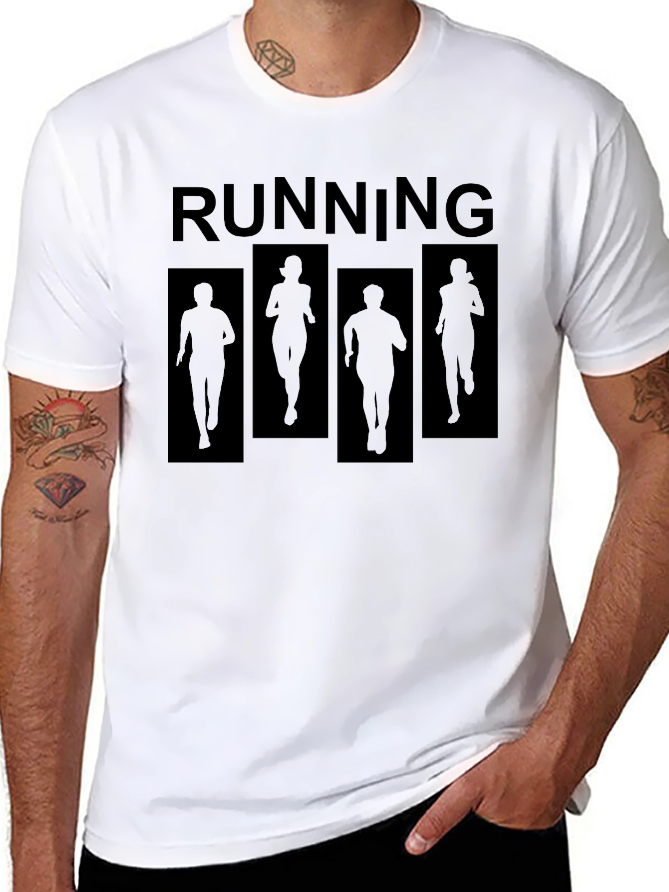Running Silhouette Graphic Tee - Black Unisex T-Shirt