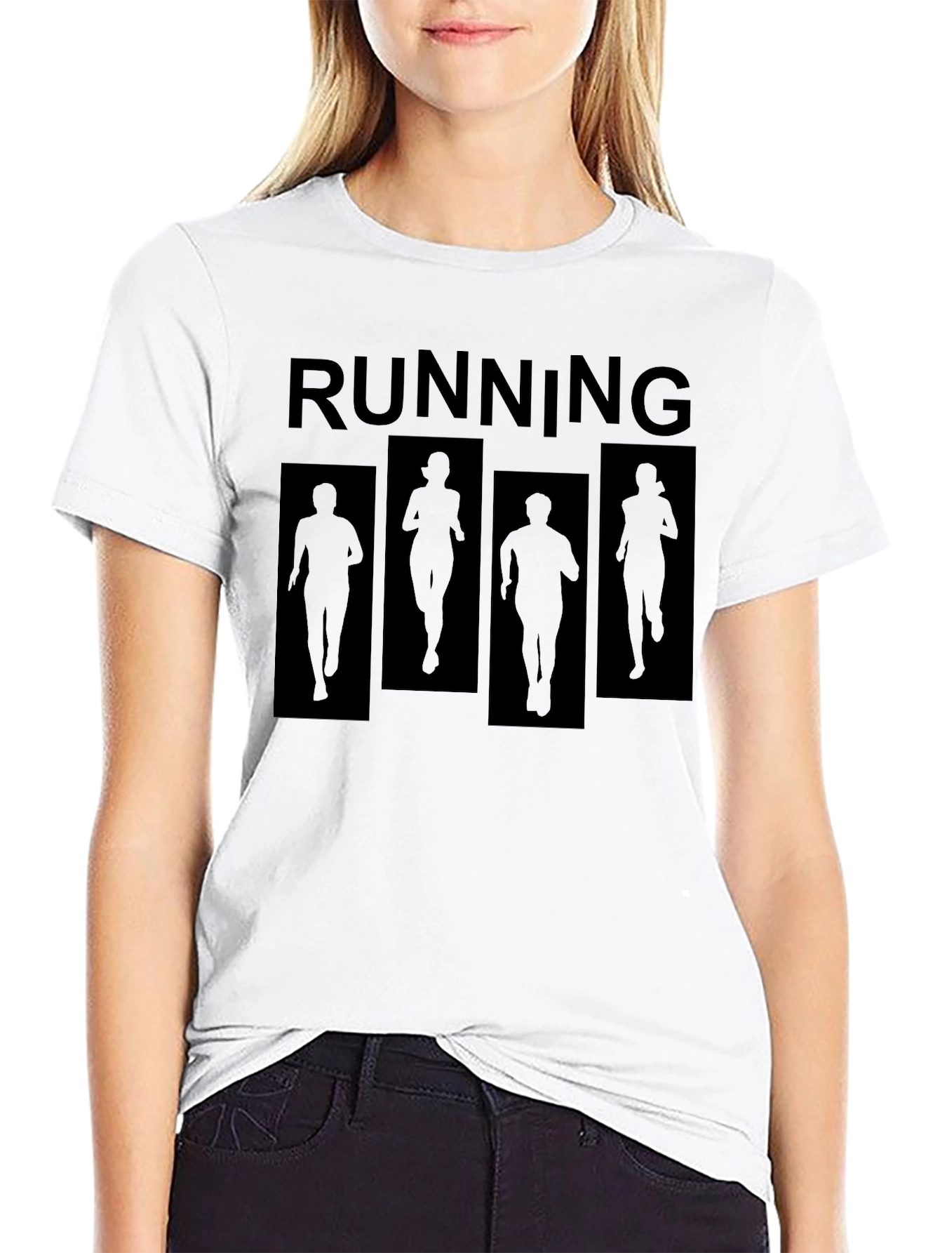 Running Silhouette Graphic Tee - Black Unisex T-Shirt
