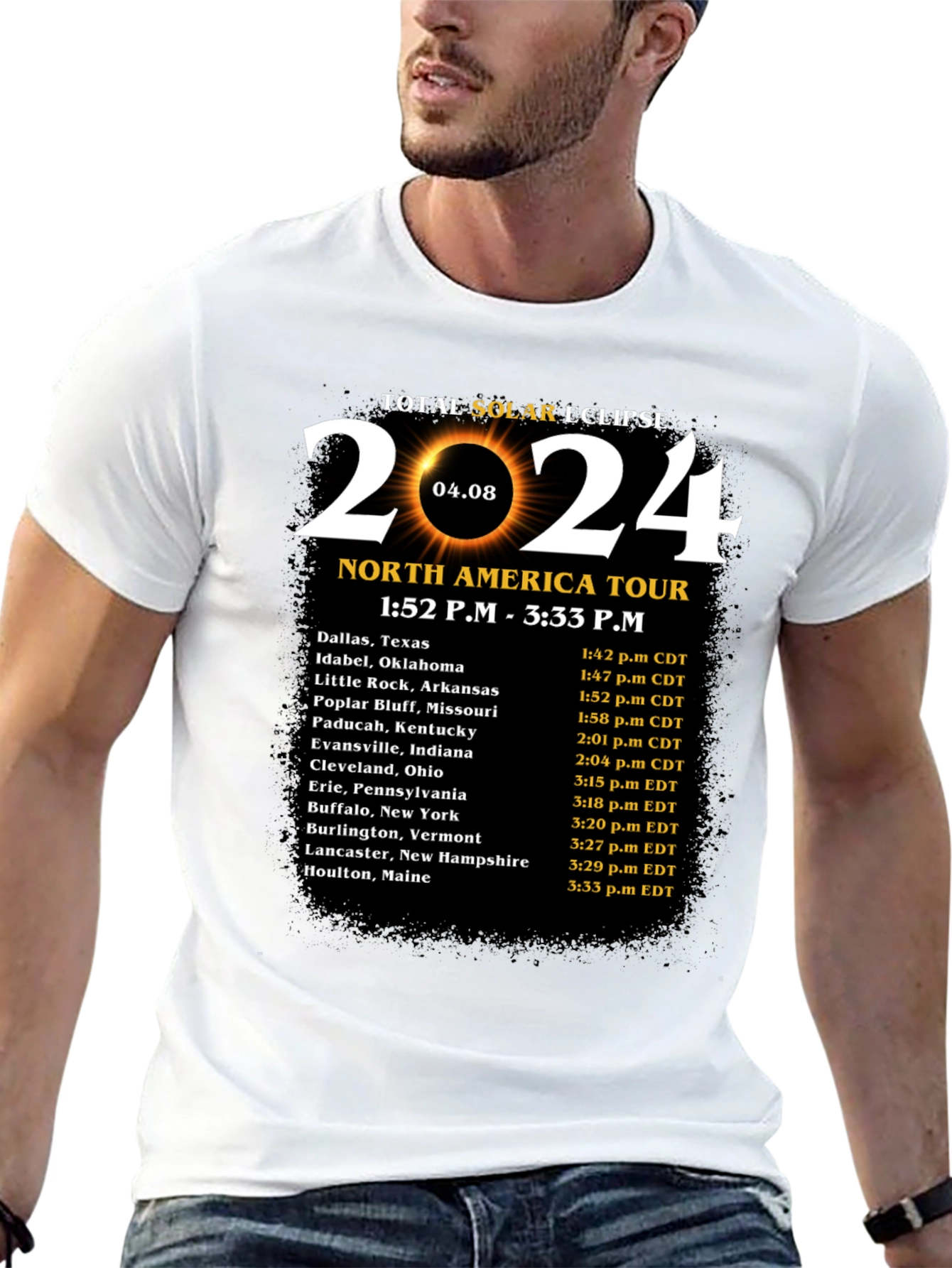 Total Solar Eclipse 2024 North America Tour T-Shirt