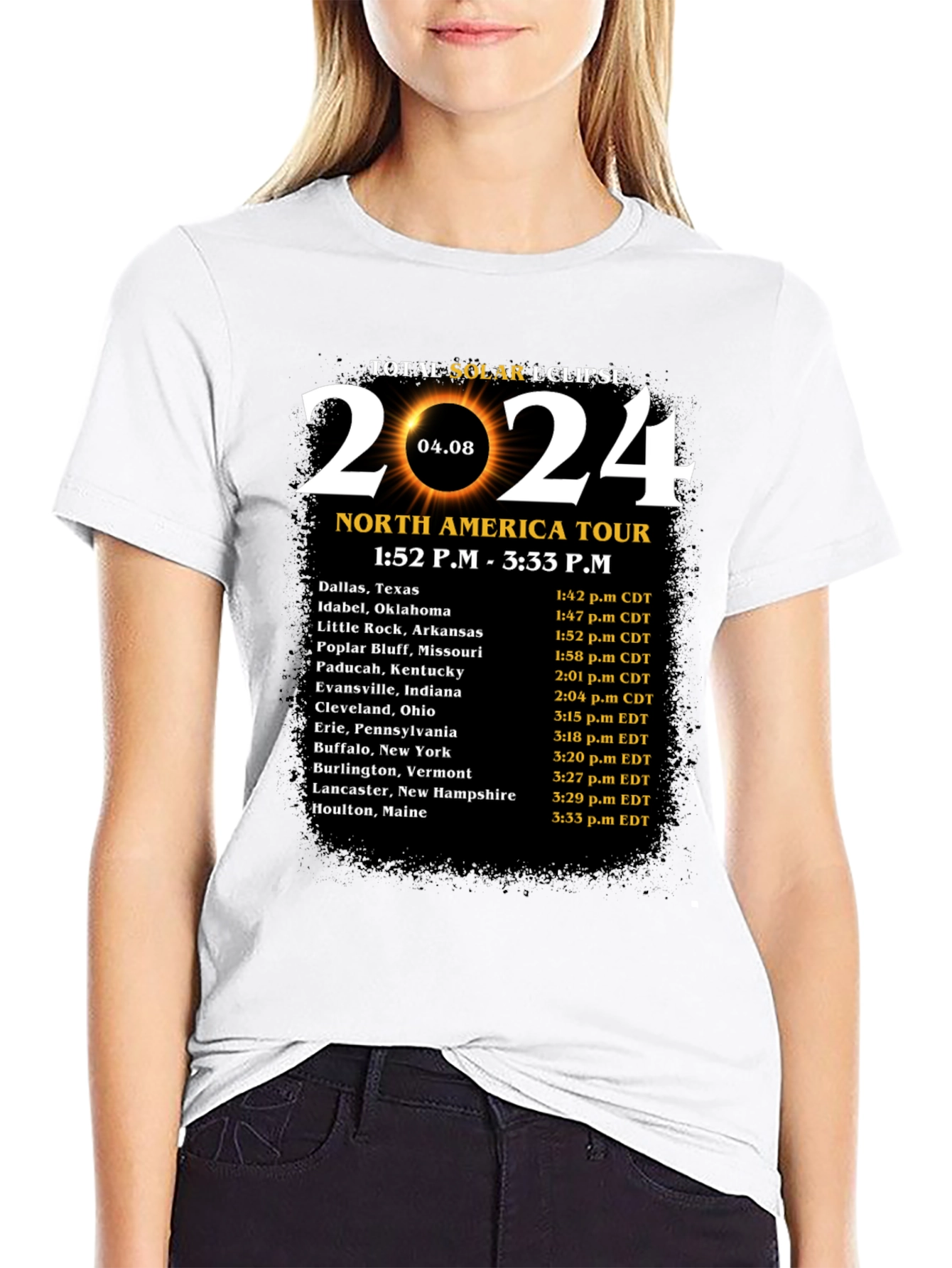 Total Solar Eclipse 2024 North America Tour T-Shirt