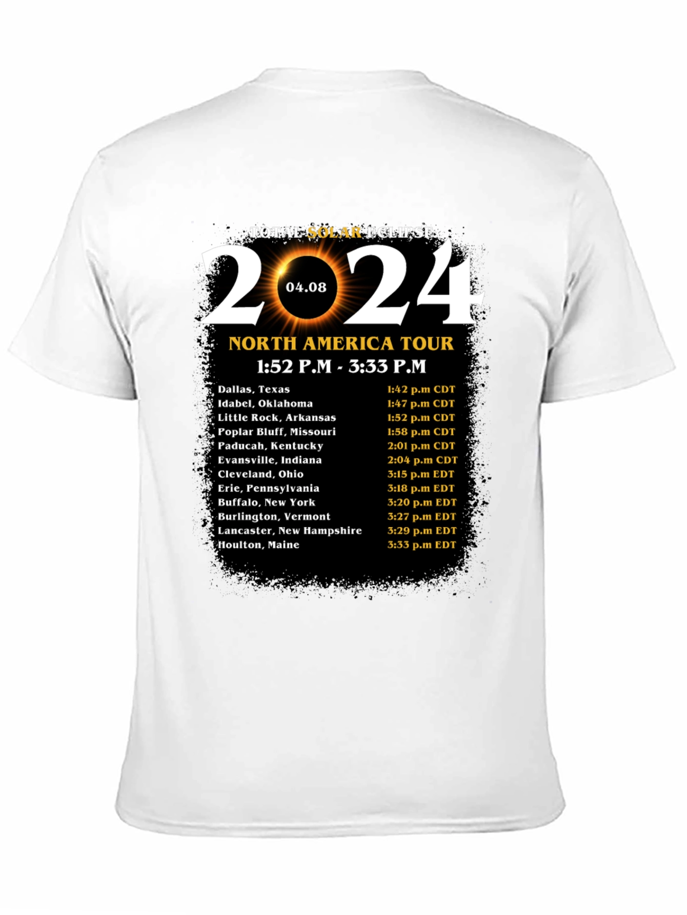 Total Solar Eclipse 2024 North America Tour T-Shirt