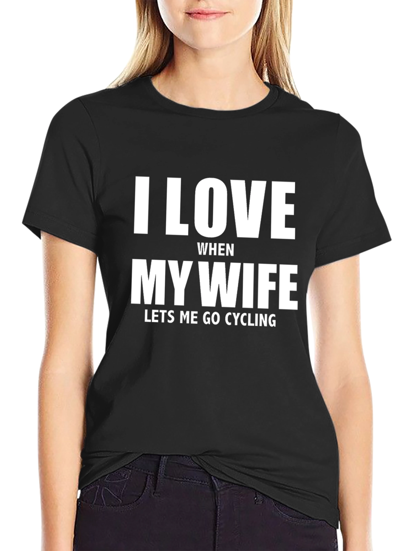 I Love My Wife Cycling Black T-Shirt