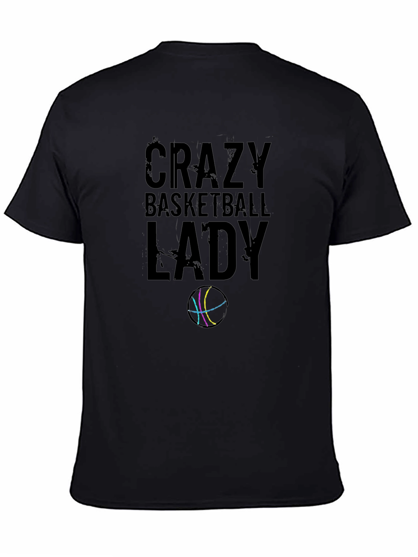 Crazy Basketball Lady Graphic Tee - Black