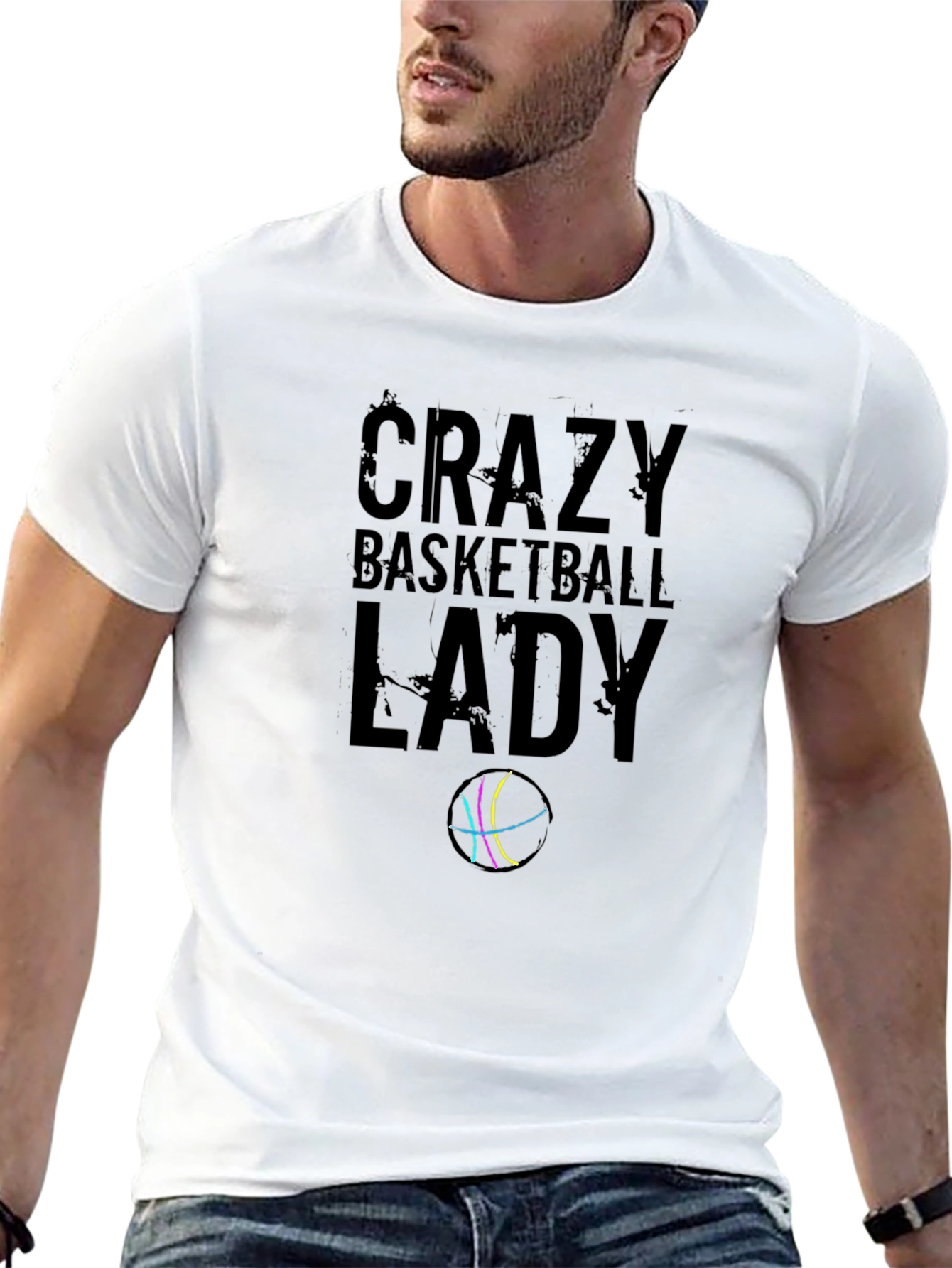 Crazy Basketball Lady Graphic Tee - Black