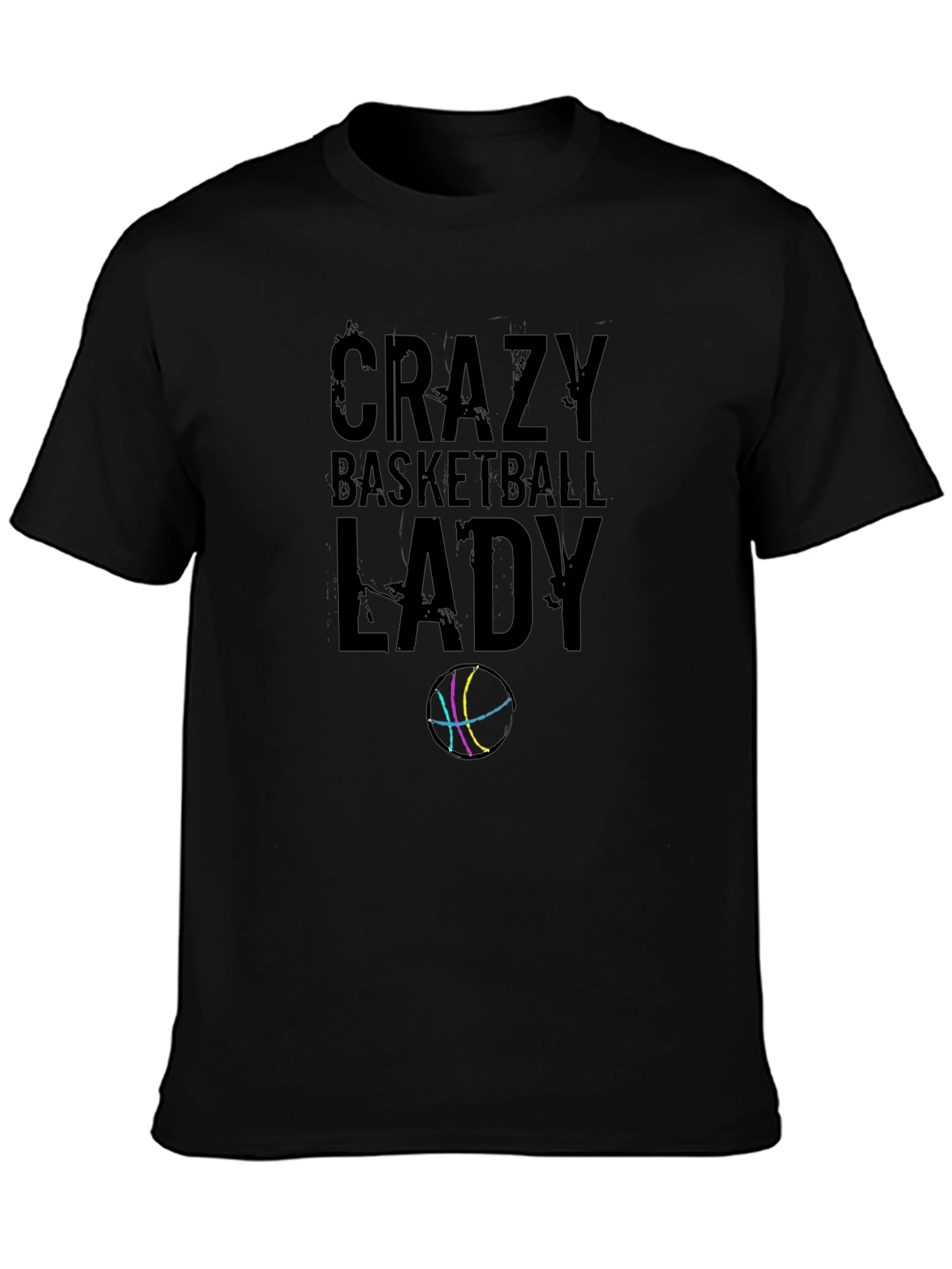 Crazy Basketball Lady Graphic Tee - Black