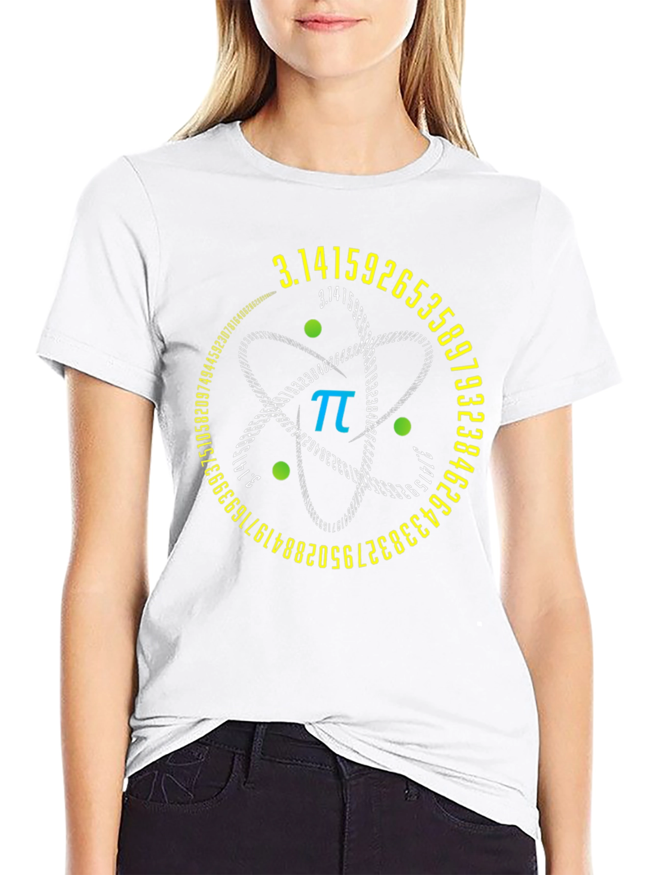 Pi Symbol Atom Design Black T-Shirt