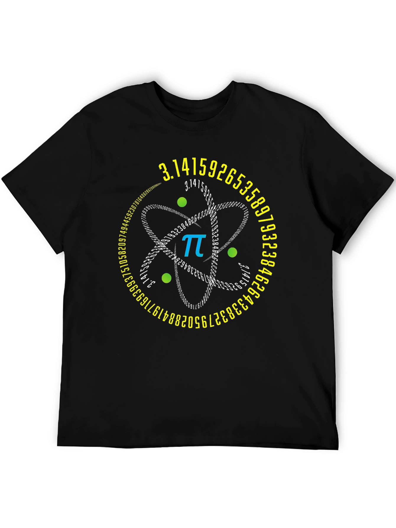 Pi Symbol Atom Design Black T-Shirt