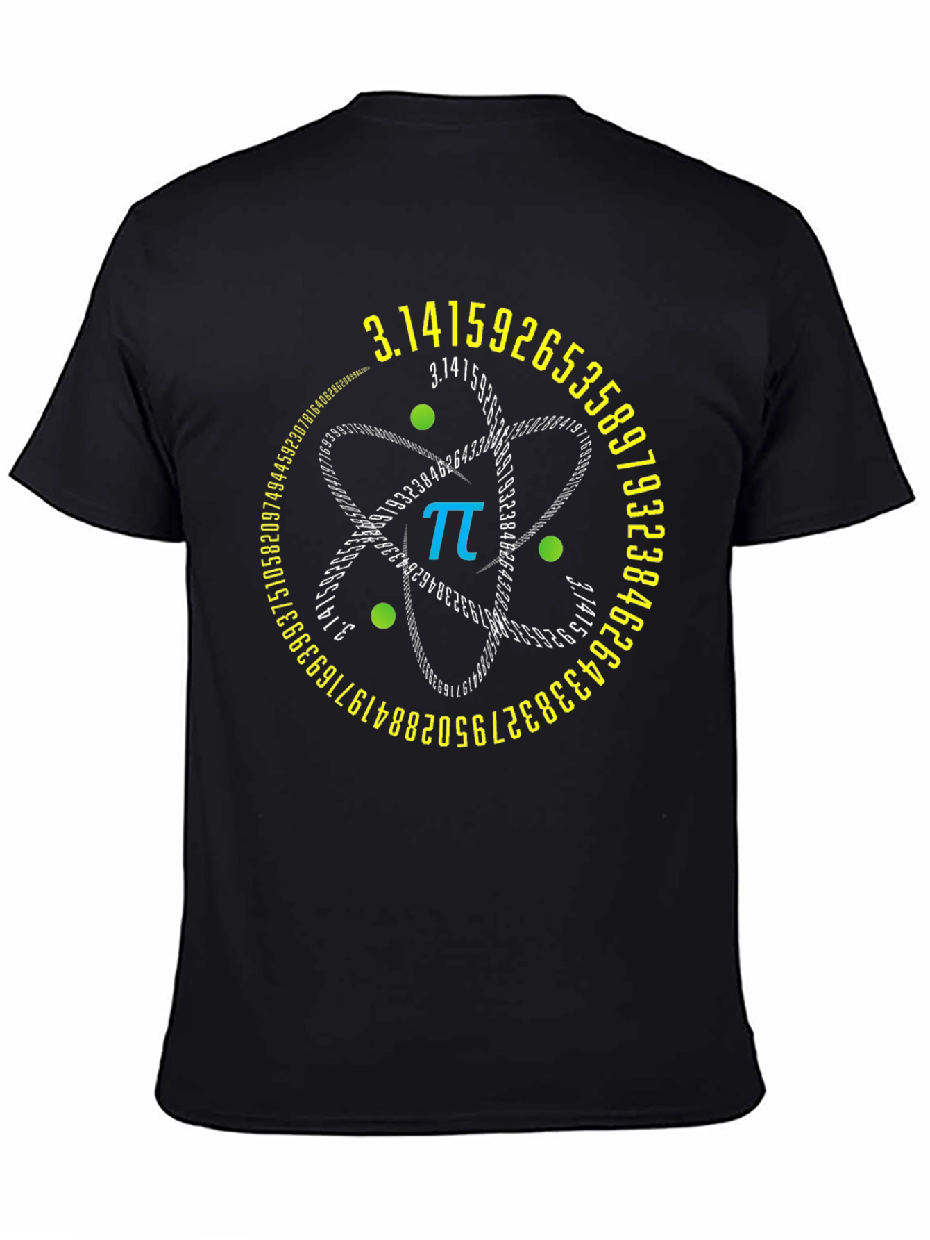 Pi Symbol Atom Design Black T-Shirt