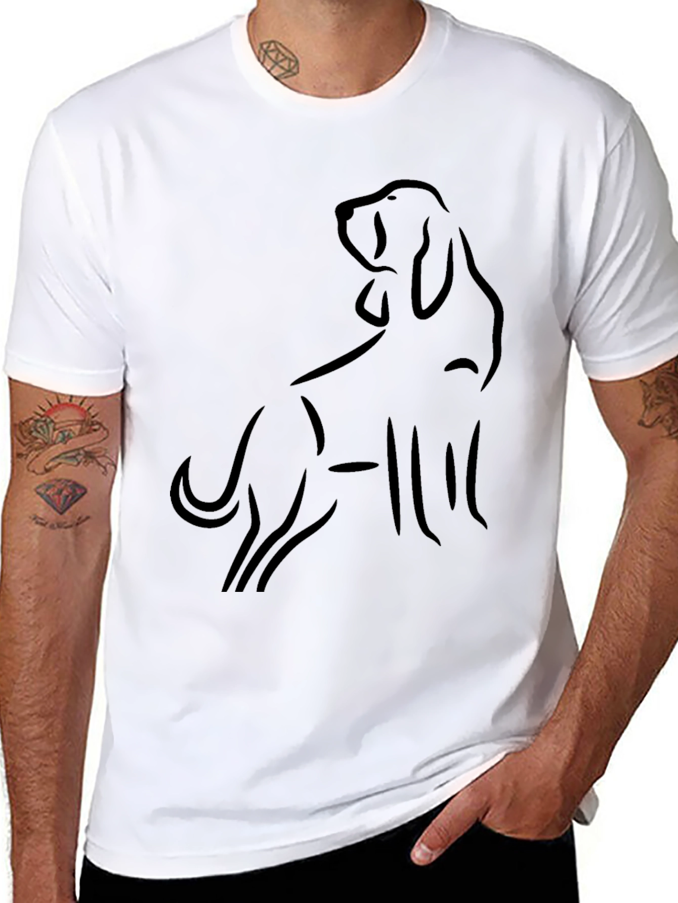 Black Dog Outline Graphic T-Shirt