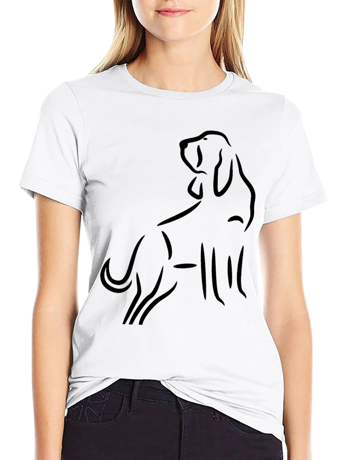 Black Dog Outline Graphic T-Shirt