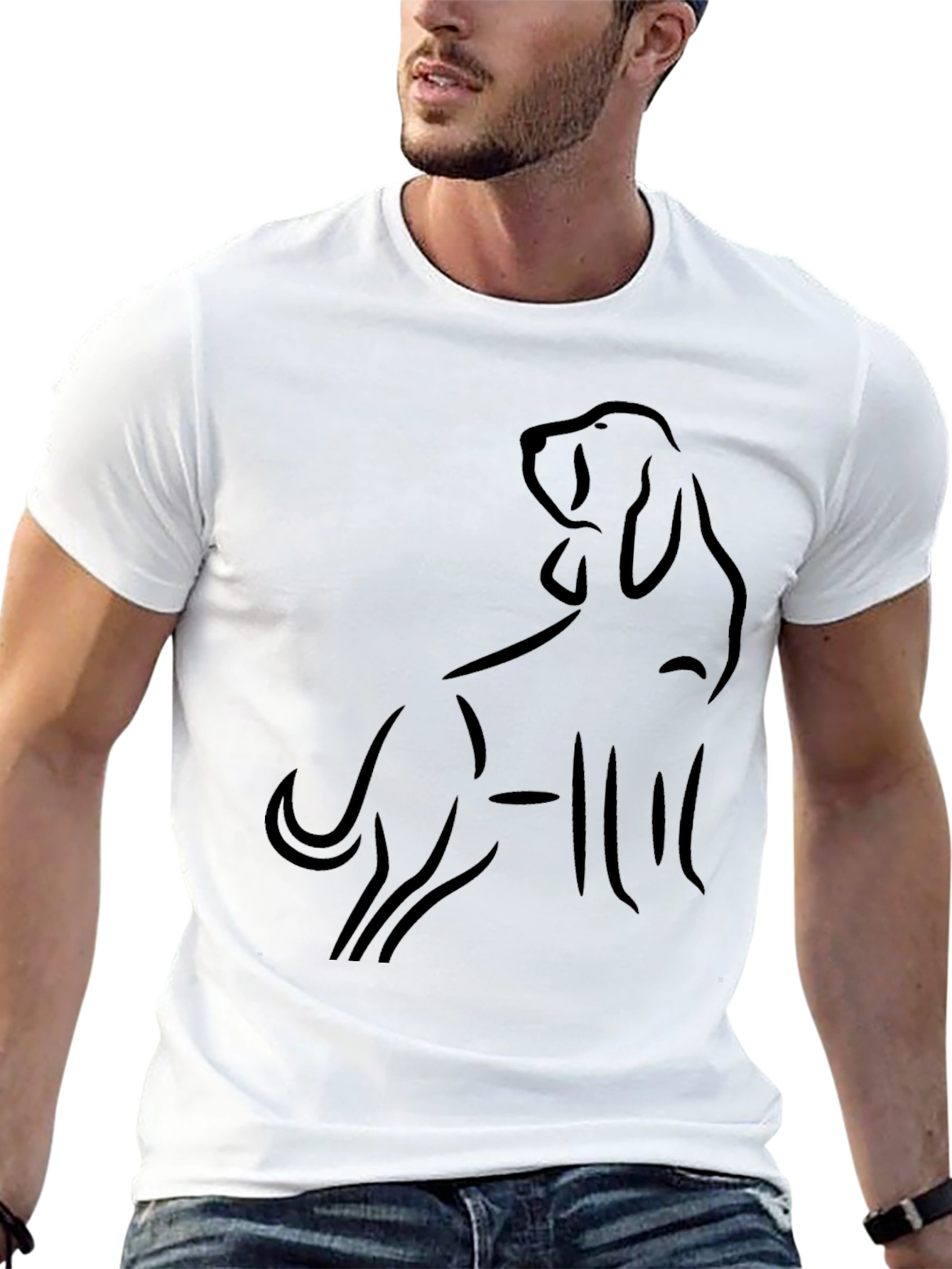 Black Dog Outline Graphic T-Shirt
