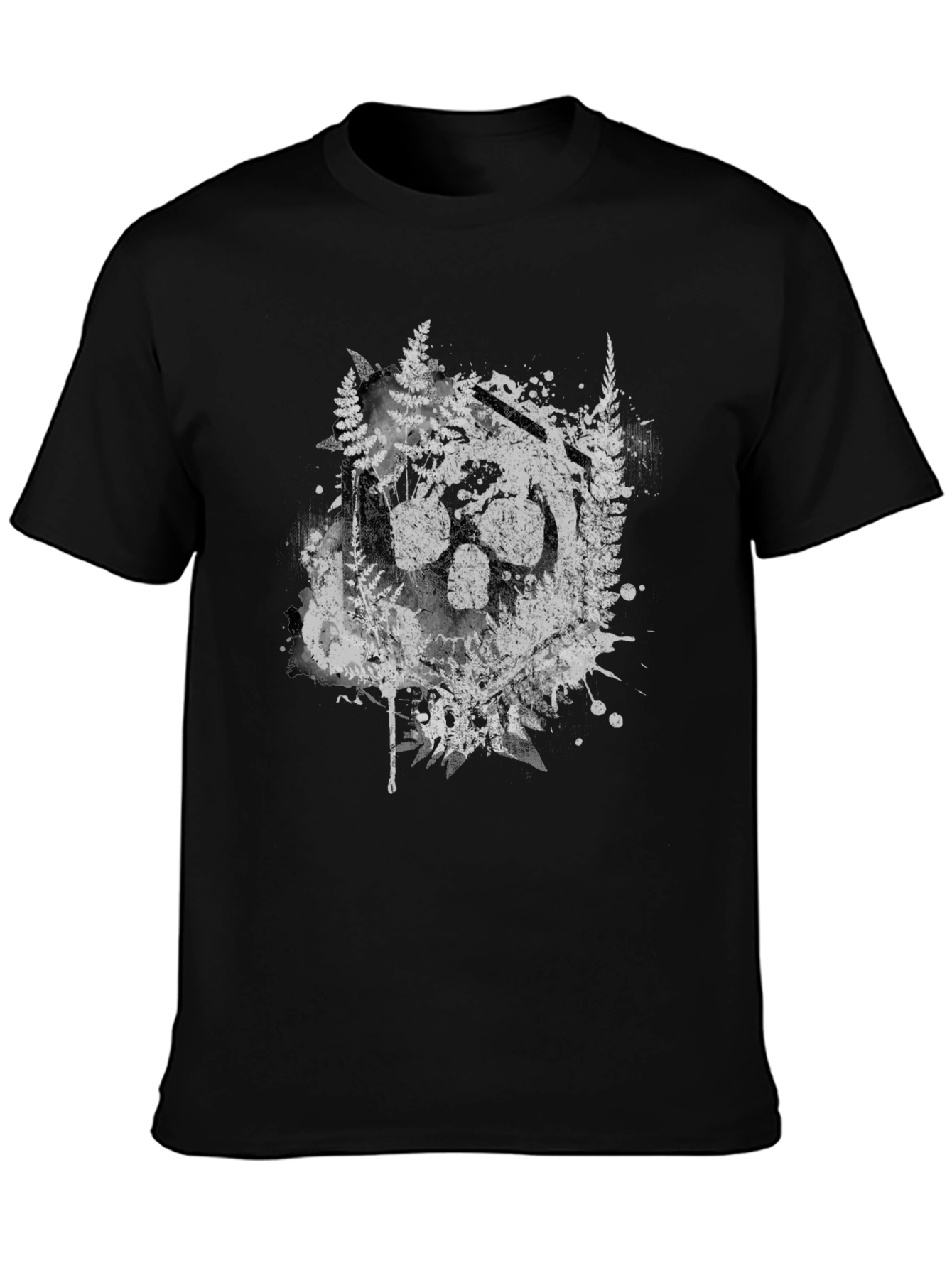 Nature Wolf Paw Print Graphic T-Shirt
