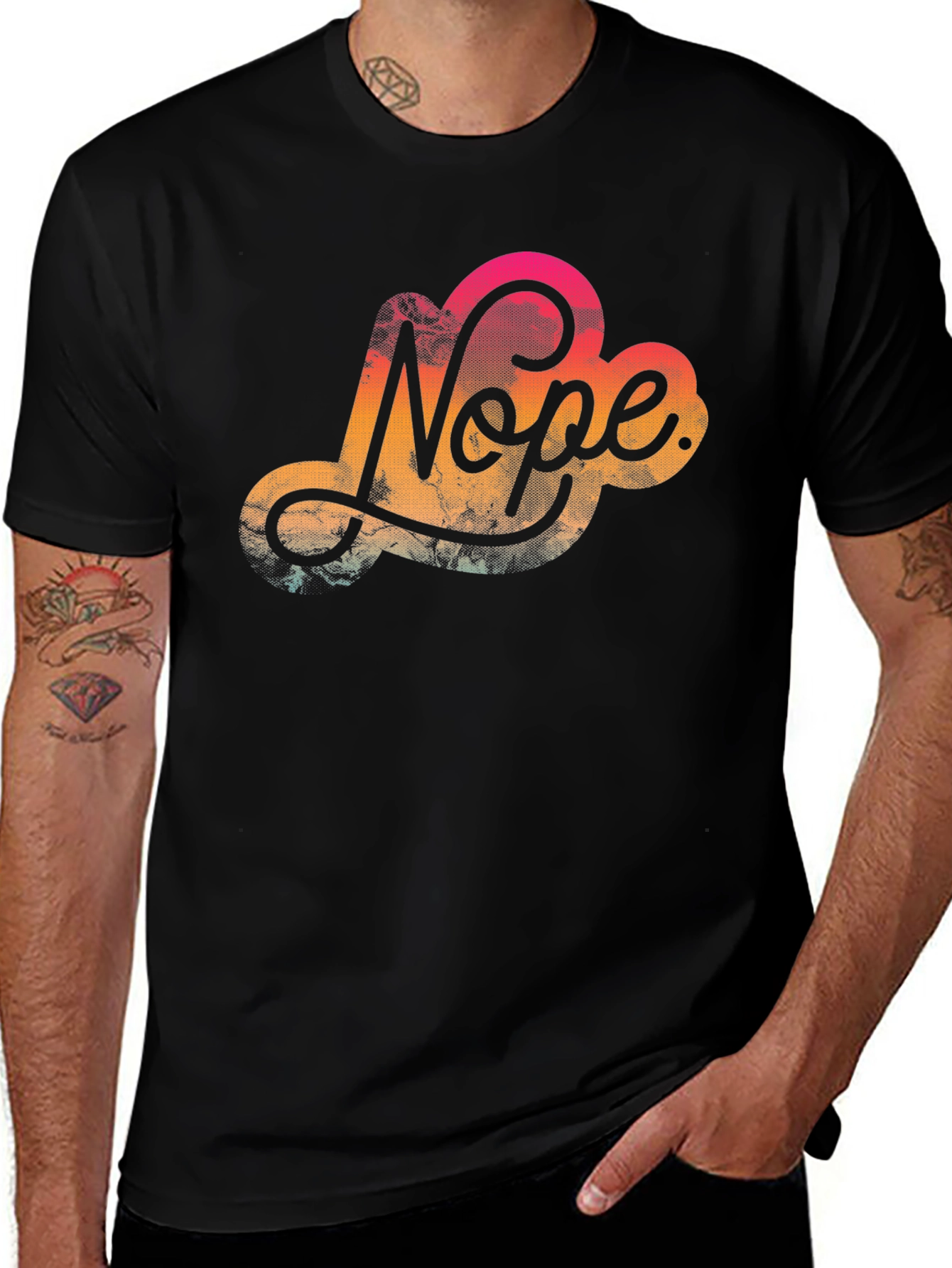 Nope Graphic Tee - Casual Black T-Shirt