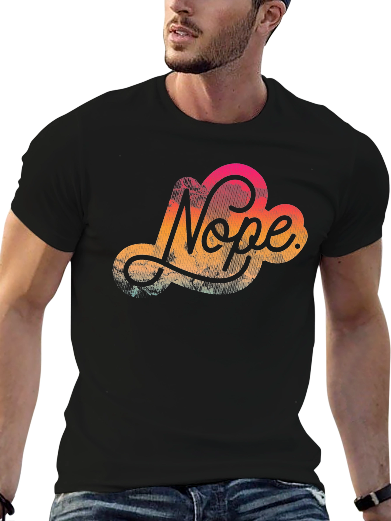 Nope Graphic Tee - Casual Black T-Shirt