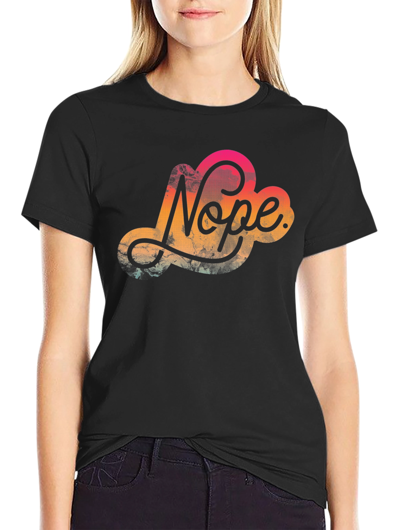 Nope Graphic Tee - Casual Black T-Shirt
