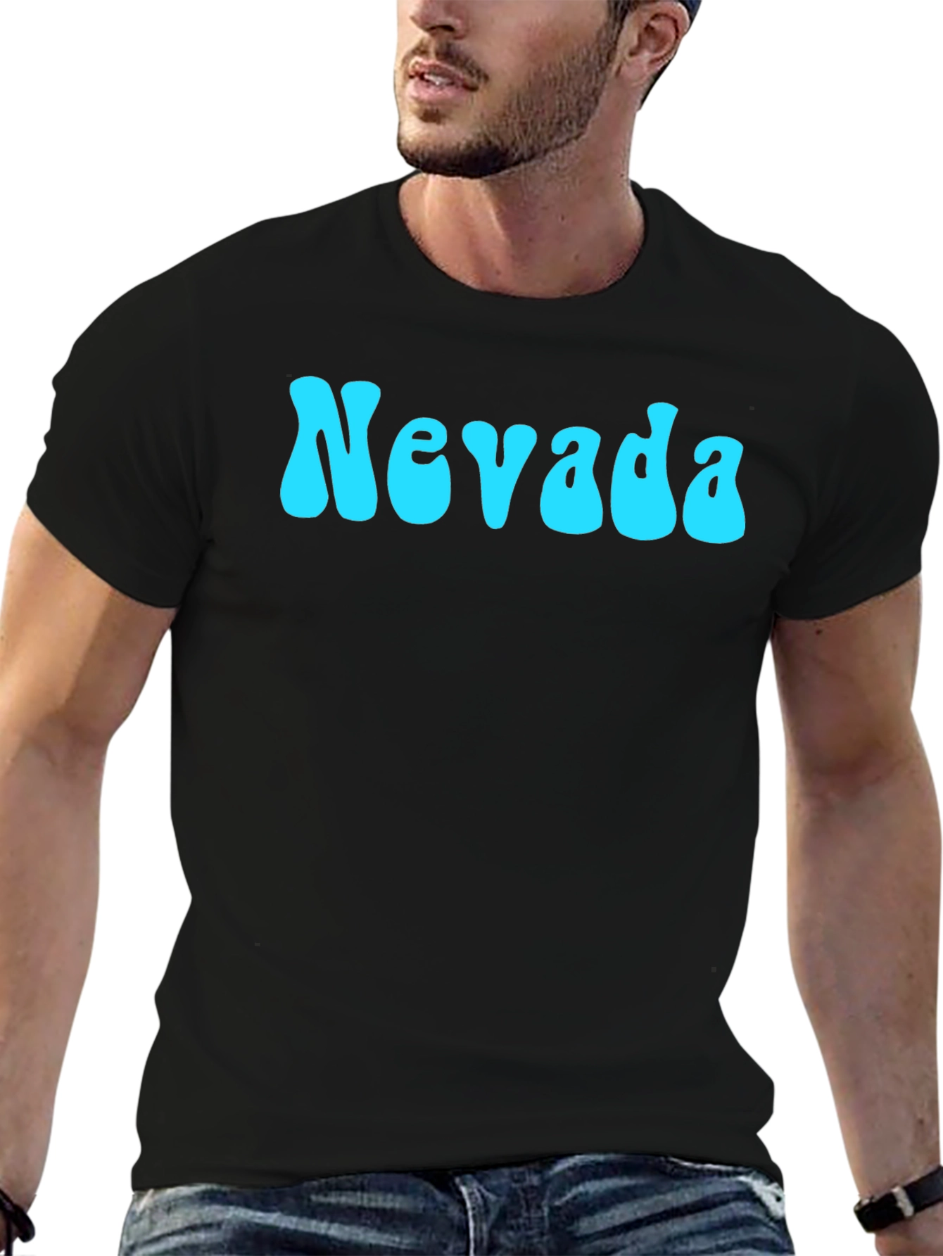 Nevada Retro Style Graphic Tee - Black Cotton T-Shirt