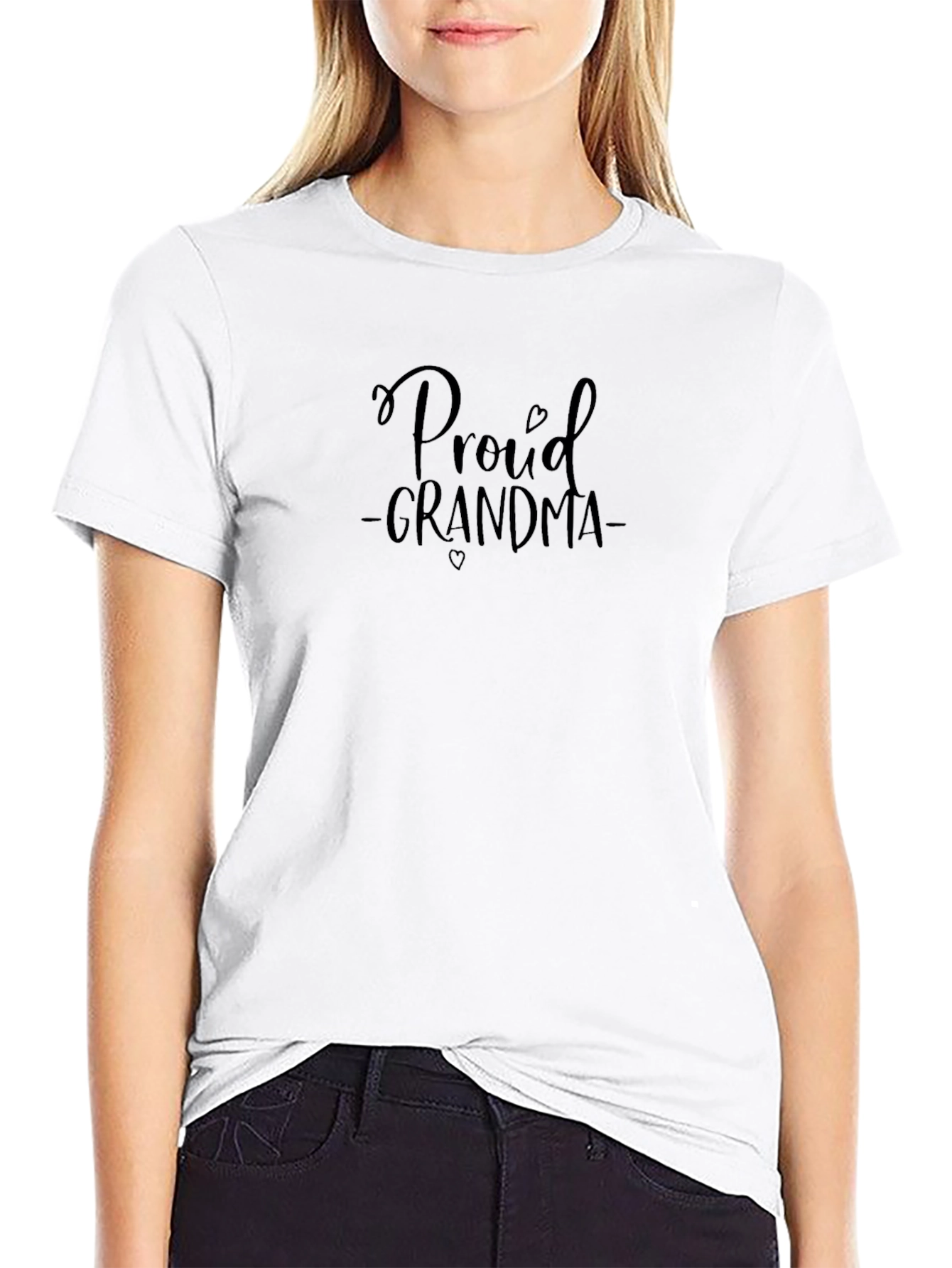Proud Grandma Black Graphic T-Shirt
