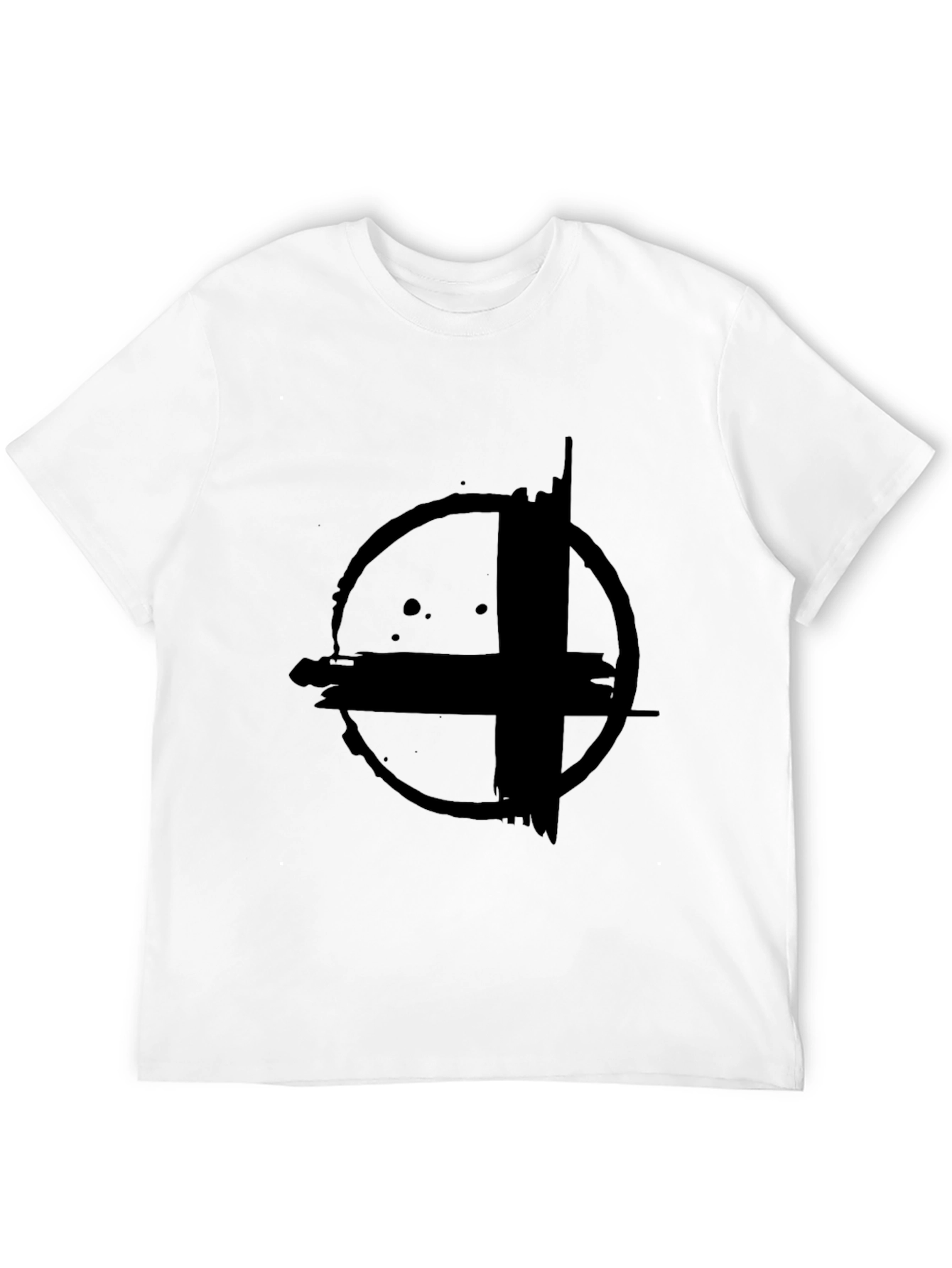 Abstract Circle Cross Graphic Print Black T-Shirt